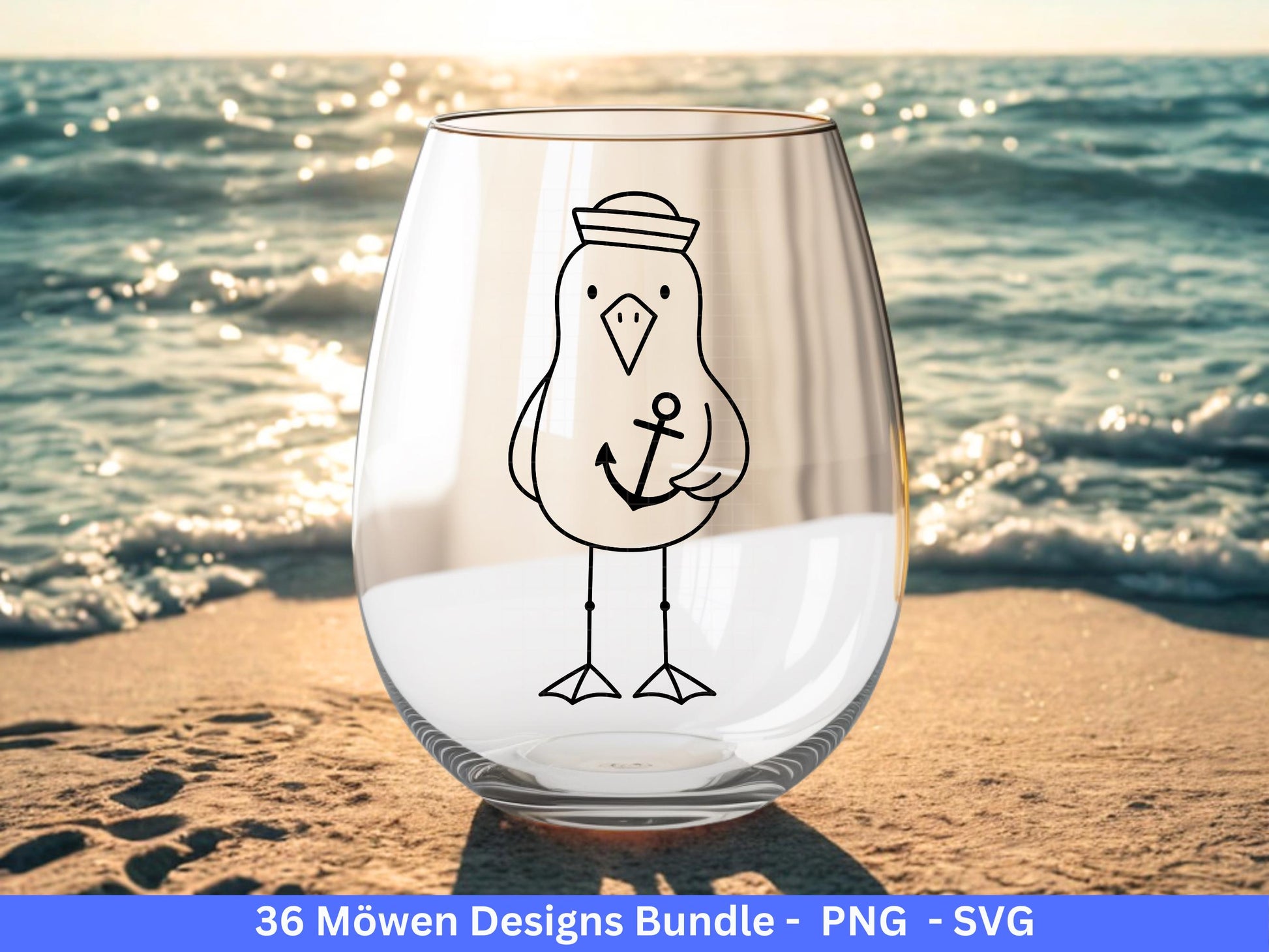 Möwen Plotterdatei Bundle – Maritime Seemanns Möwe Designs | Moin Nordsee Ostsee SVG | Küstenkind Anker Sommer Meer Cricut Laserdatei