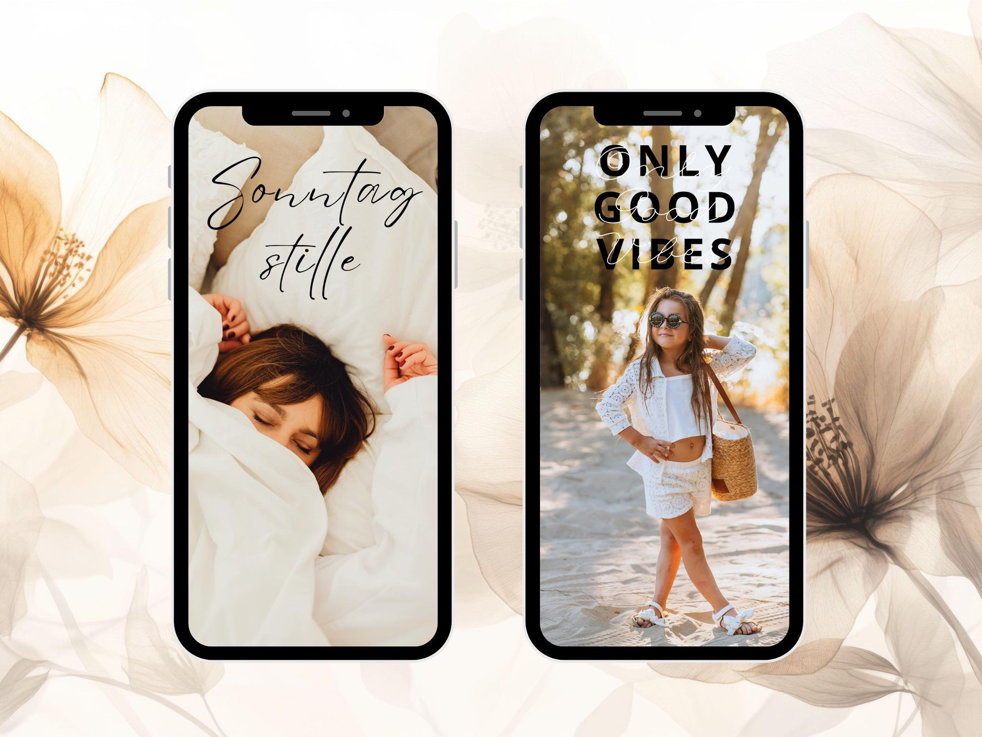 180 Instagram Story Sticker – Wochentage und Tagessprüche – Minimalistische Cliparts mit positiven Sprüchen für Alltag, Liebe, Familie