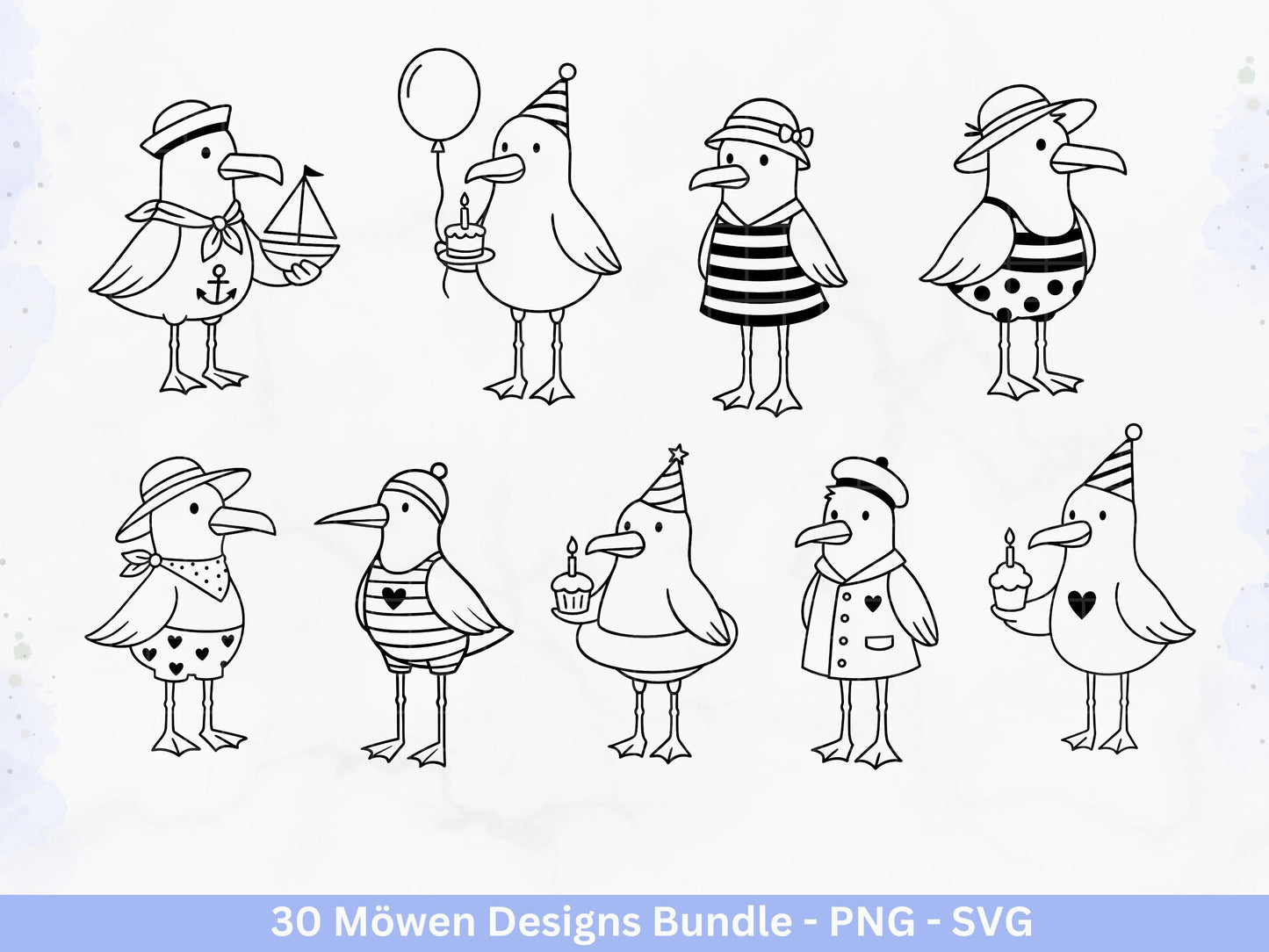 Möwen Plotterdatei Bundle – Maritime Küstenkind Möwe Designs | Nordsee Ostsee SVG | Moin Strandliebe Anker Sommer Cricut Laserdatei