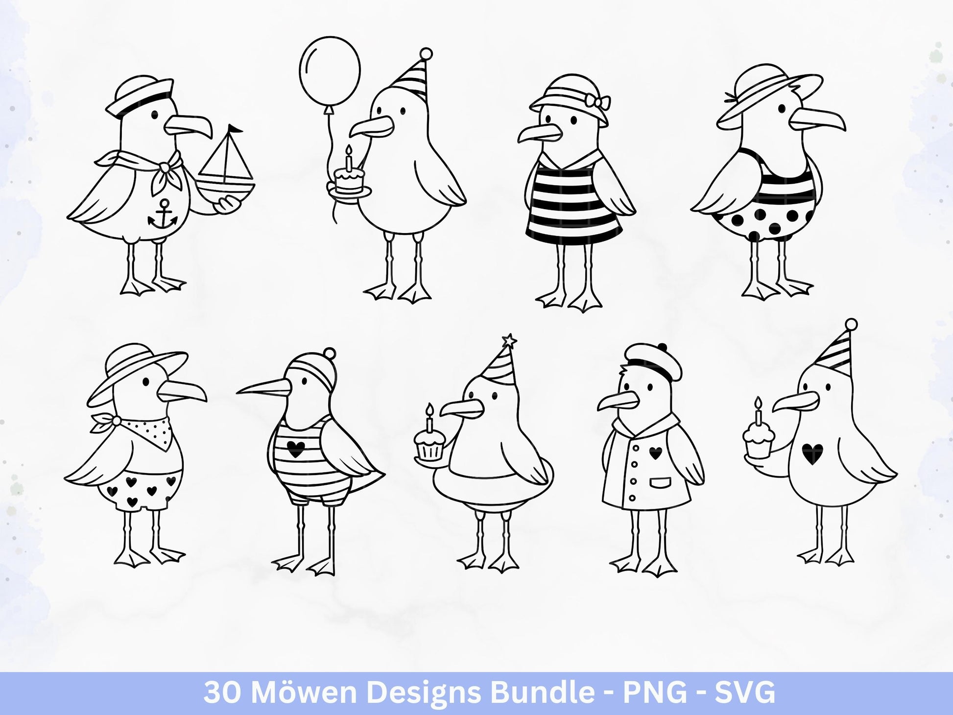 Möwen Plotterdatei Bundle – Maritime Küstenkind Möwe Designs | Nordsee Ostsee SVG | Moin Strandliebe Anker Sommer Cricut Laserdatei