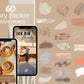 60 Neutral Instagram Story Sticker – Brushstroke PNG Clipart Set, Pinselstriche, Glitter Brush Strokes, Digital Planner Stickers Insta Story