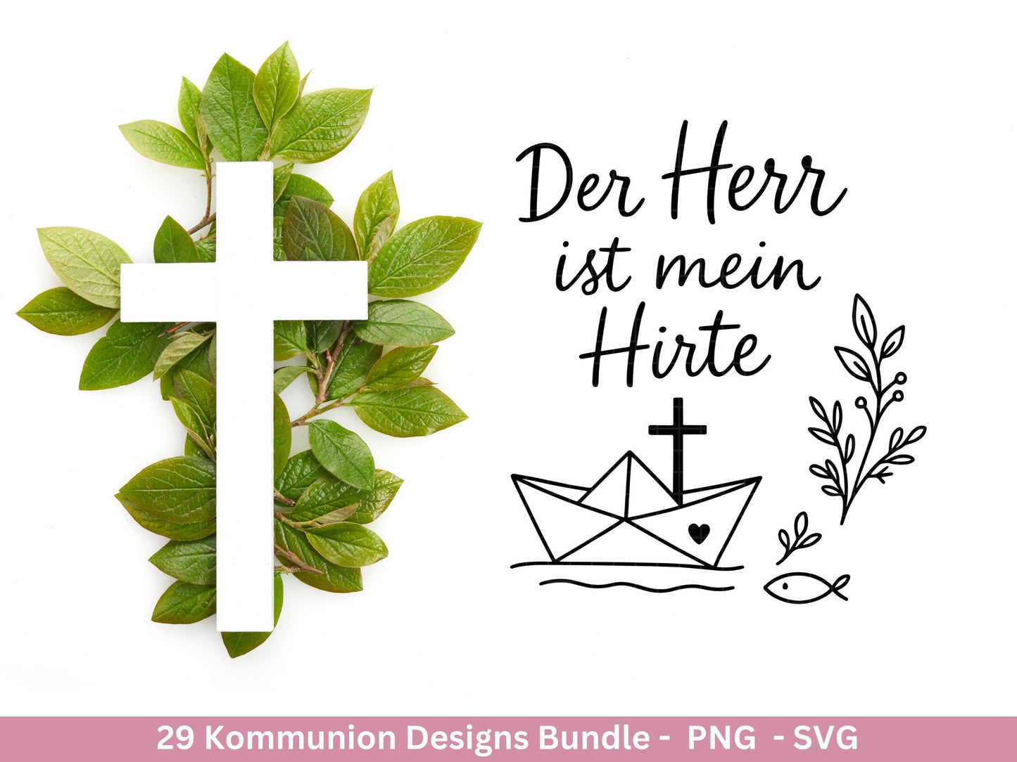 Plotterdatei Kommunion Bundle – 29 Designs SVG & PNG | Kommunion Geschenk Einladung | Taufe Laserdatei | Cricut Deko Christlich Clipart
