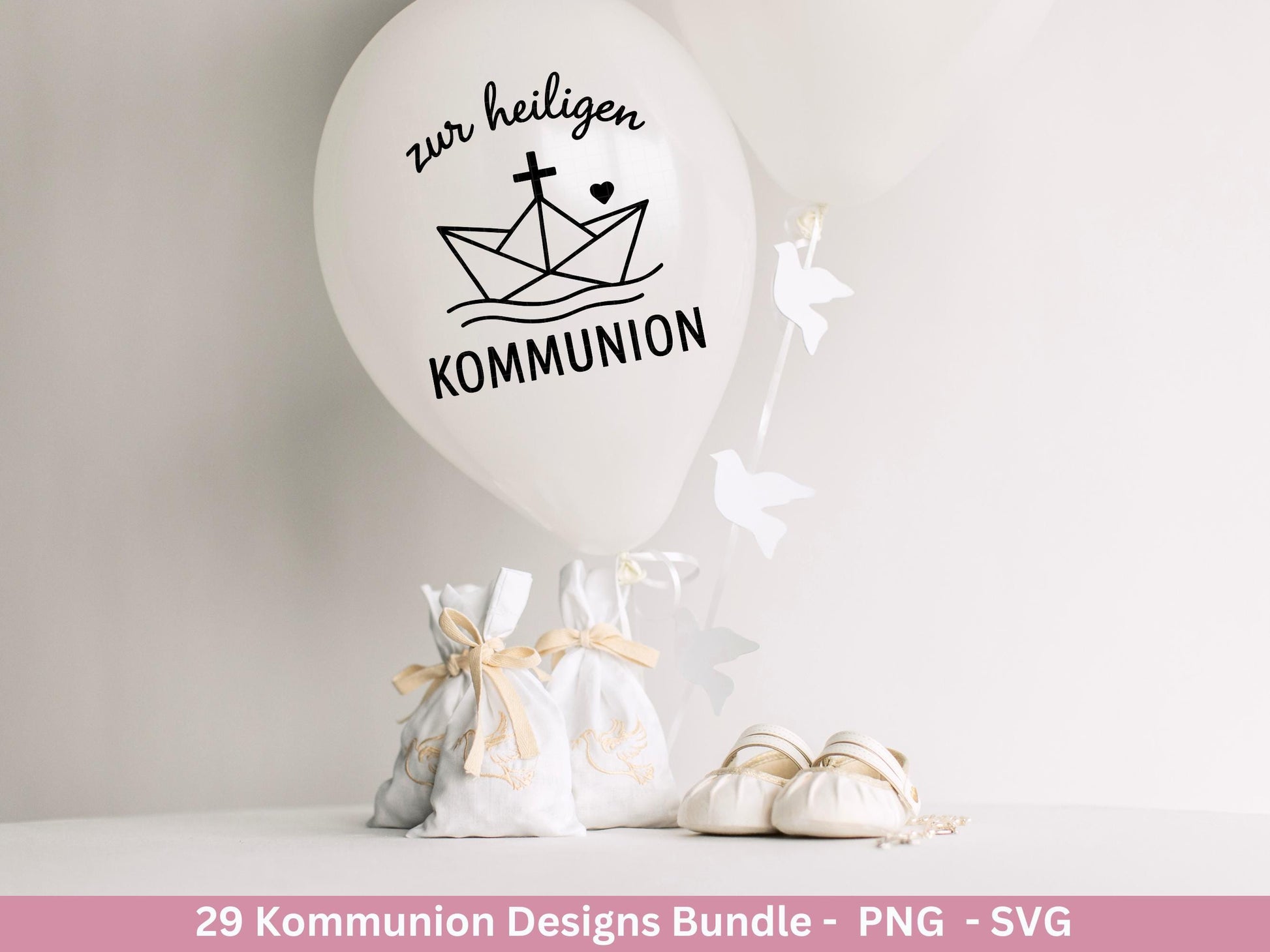 Plotterdatei Kommunion Bundle – 29 Designs SVG & PNG | Kommunion Geschenk Einladung | Taufe Laserdatei | Cricut Deko Christlich Clipart