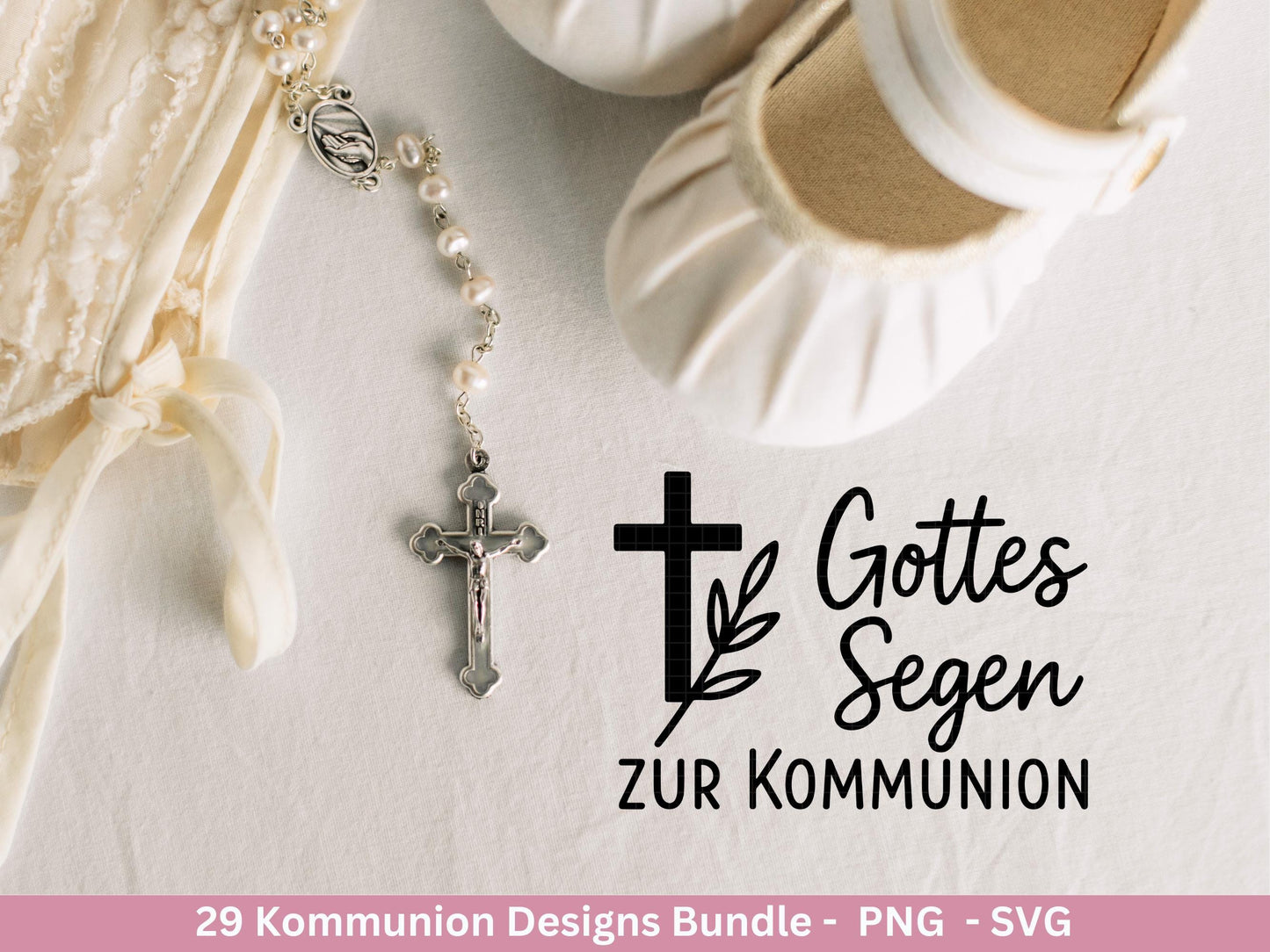 Plotterdatei Kommunion Bundle – 29 Designs SVG & PNG | Kommunion Geschenk Einladung | Taufe Laserdatei | Cricut Deko Christlich Clipart