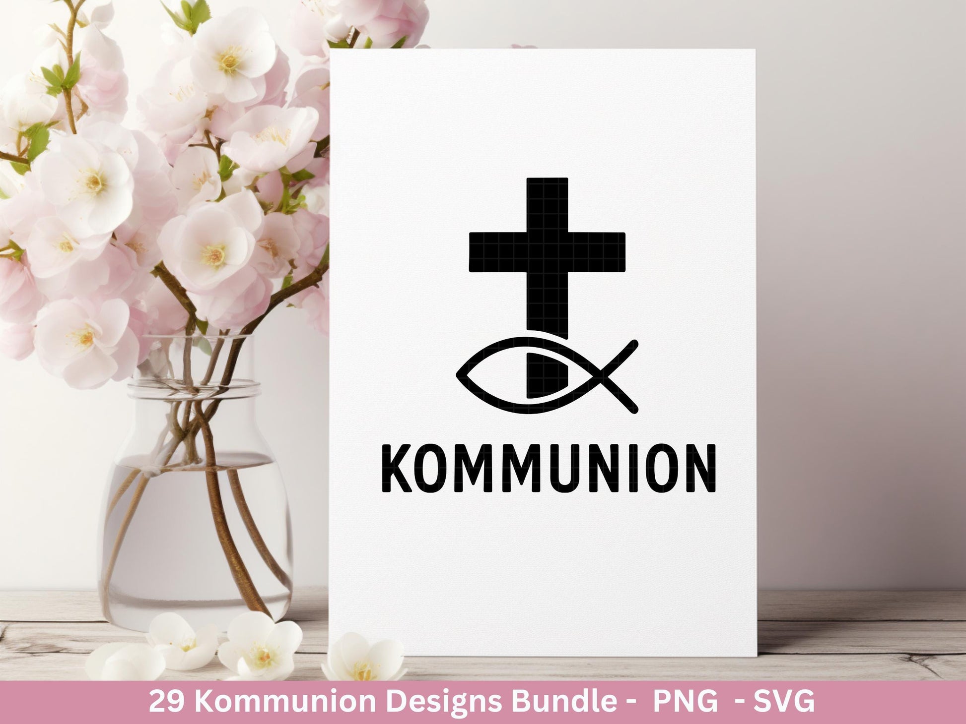 Plotterdatei Kommunion Bundle – 29 Designs SVG & PNG | Kommunion Geschenk Einladung | Taufe Laserdatei | Cricut Deko Christlich Clipart