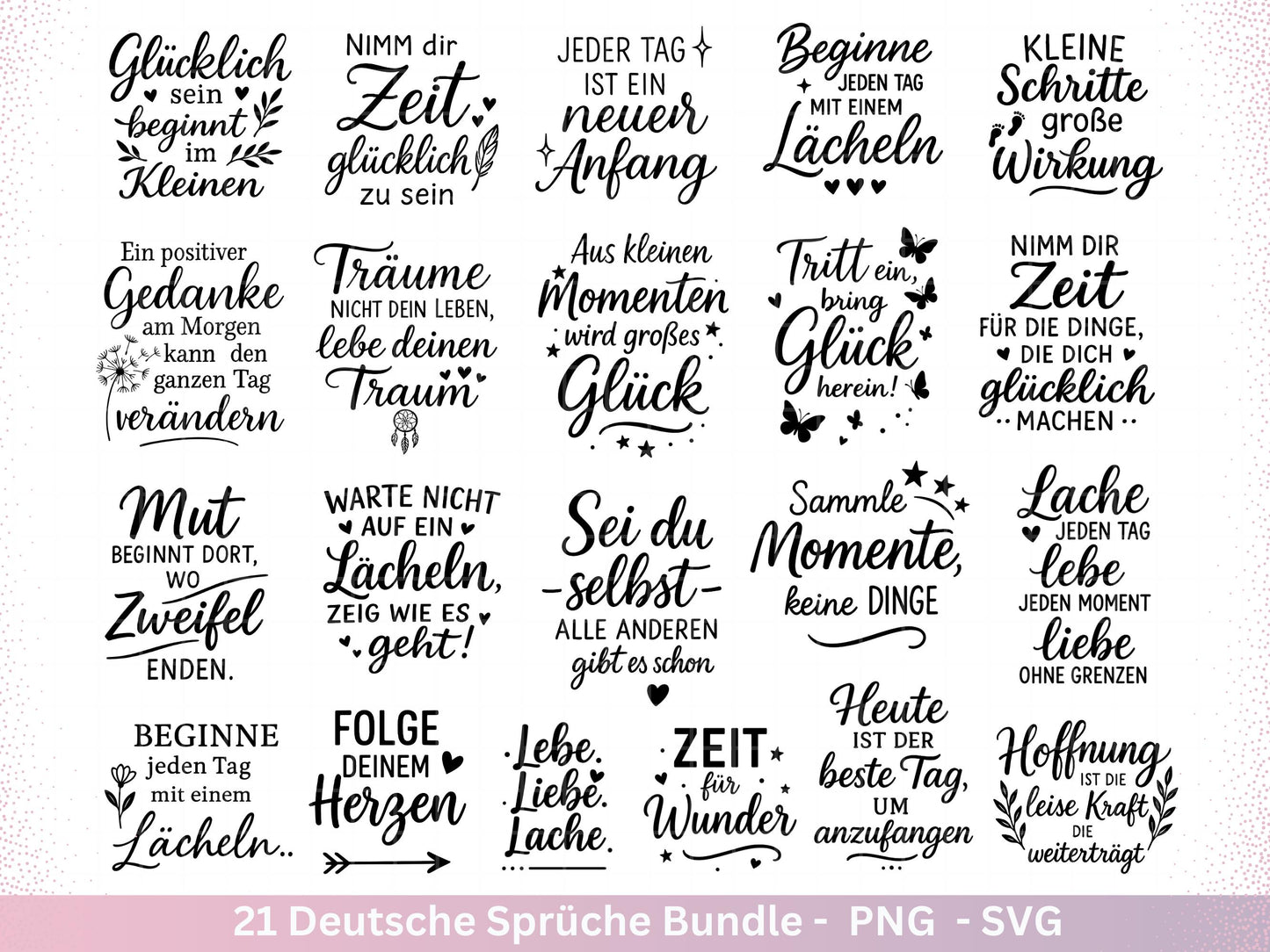 Deutsche Sprüche Plotterdatei – Positive Sprüche SVG | Inspirierende Zitate | Laserdatei Worte | Motivation Geschenk Freundin | Cricut