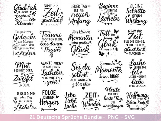 Deutsche Sprüche Plotterdatei – Positive Sprüche SVG | Inspirierende Zitate | Laserdatei Worte | Motivation Geschenk Freundin | Cricut