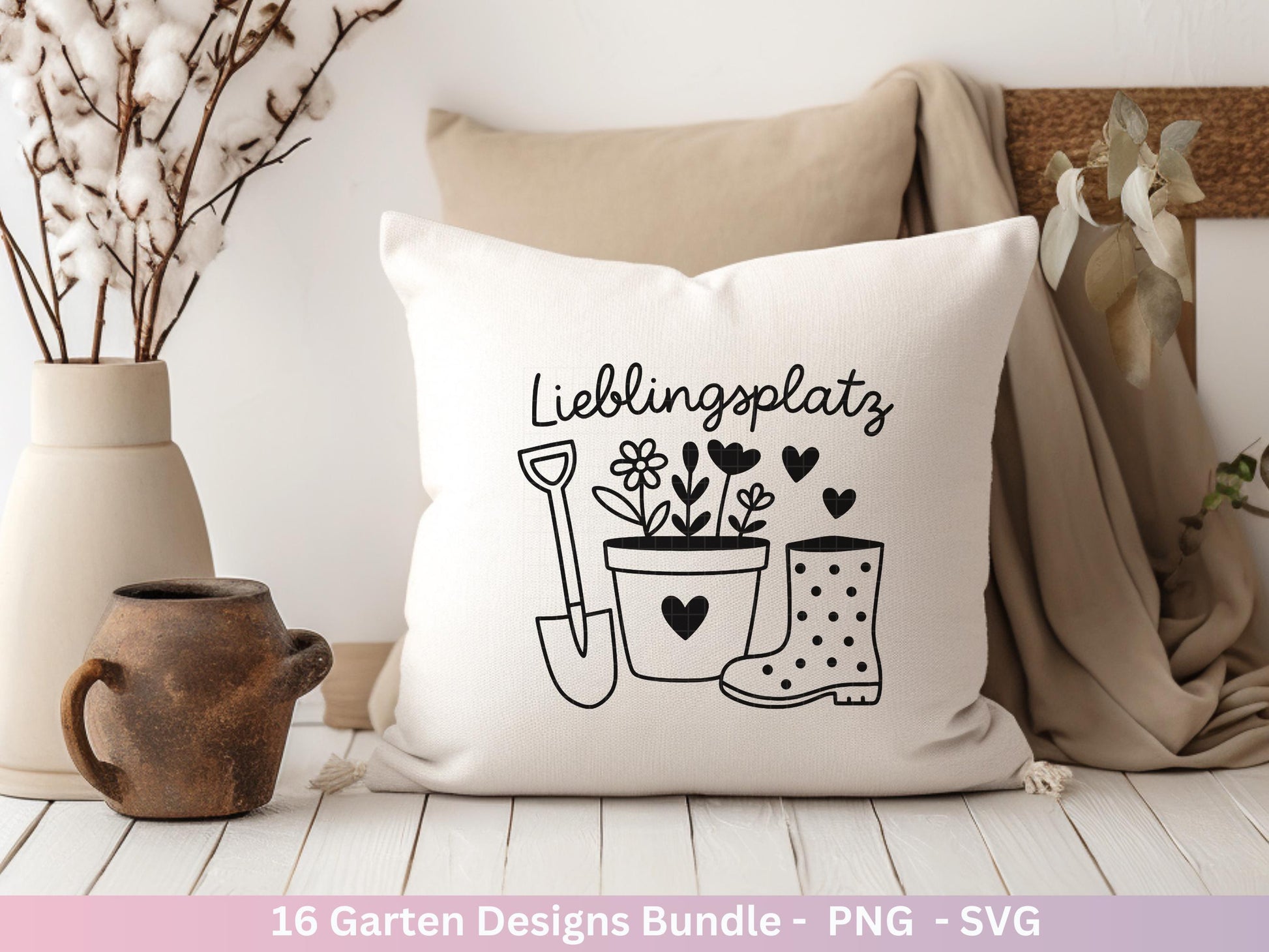 Garten Plotterdatei Bundle – Frühling SVG | Gartenliebe Sprüche | Schubkarre Gießkanne Blumen | Gartendeko Laserdatei | Cricut Silhouette