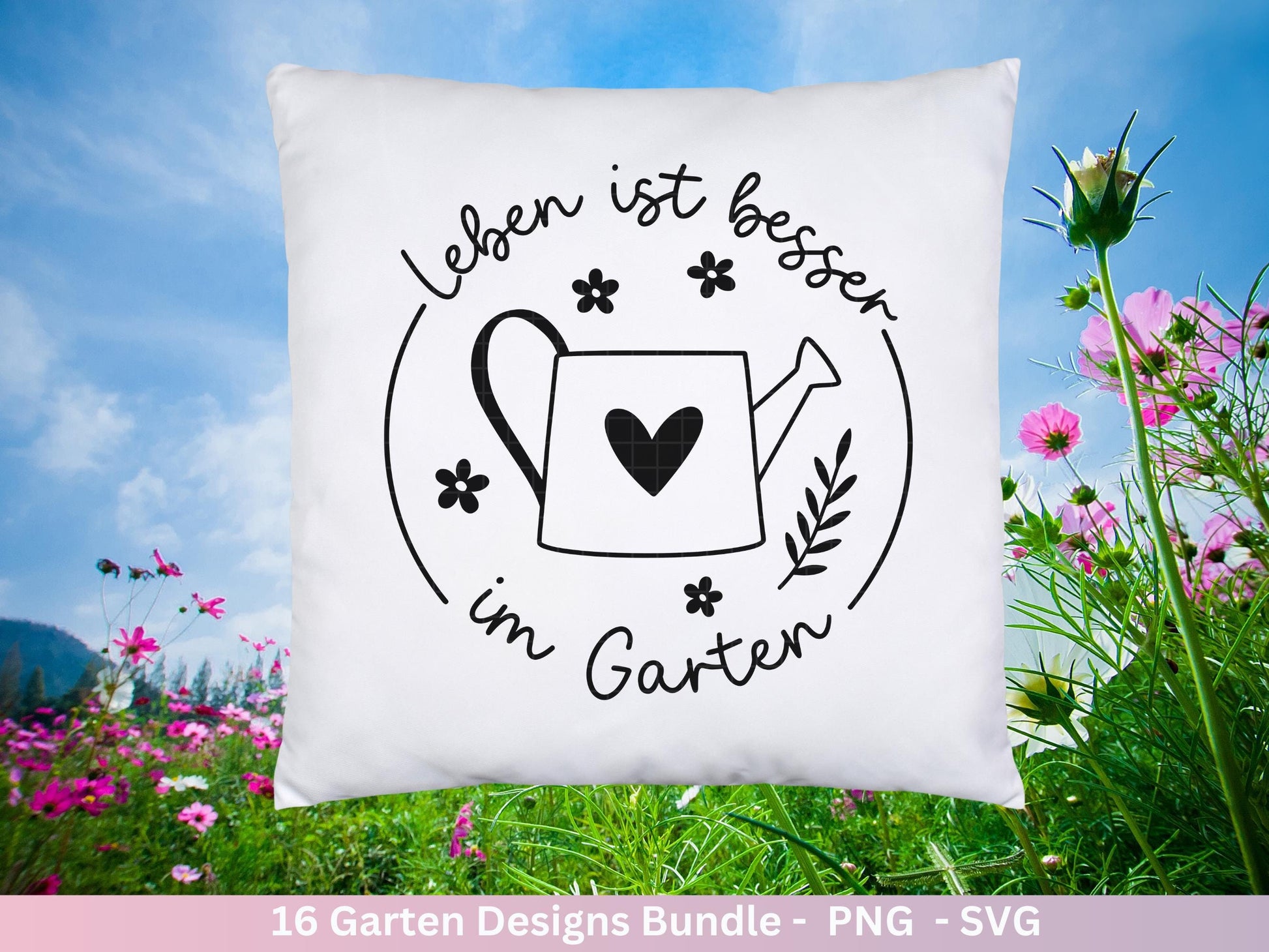 Garten Plotterdatei Bundle – Frühling SVG | Gartenliebe Sprüche | Schubkarre Gießkanne Blumen | Gartendeko Laserdatei | Cricut Silhouette
