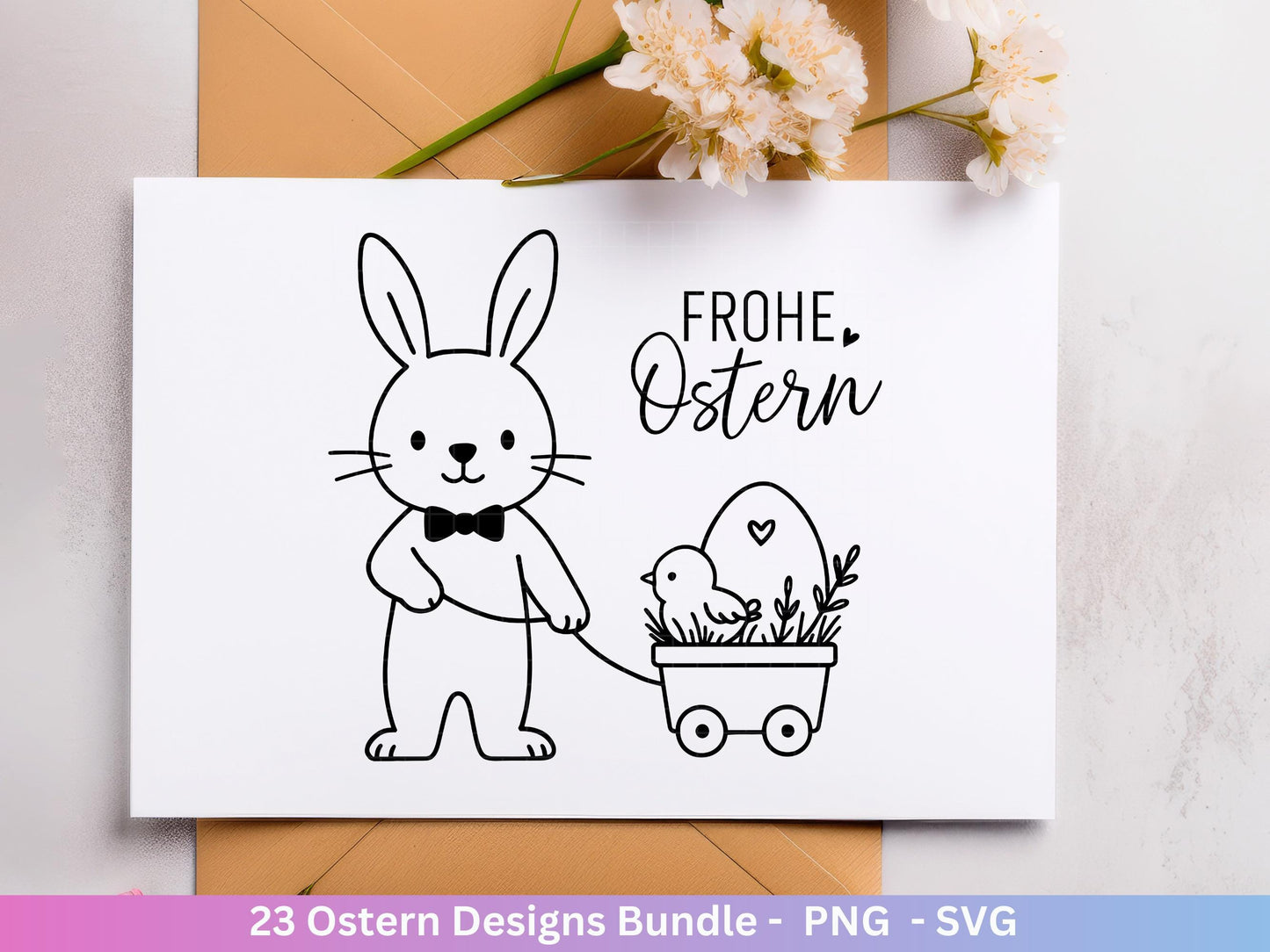 Deutsche Oster SVG Bundle – Frohe Ostern Sprüche & süße Hasen | Ostergrüße Plotterdatei | Cricut Silhouette Datei | Laserdatei Ostern