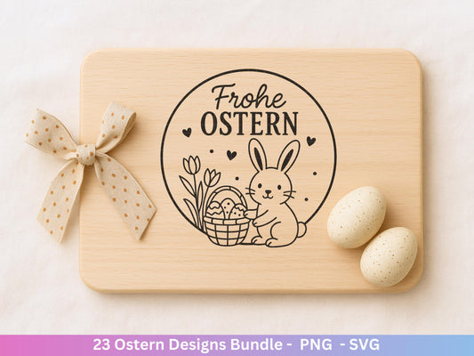 Deutsche Oster SVG Bundle – Frohe Ostern Sprüche & süße Hasen | Ostergrüße Plotterdatei | Cricut Silhouette Datei | Laserdatei Ostern