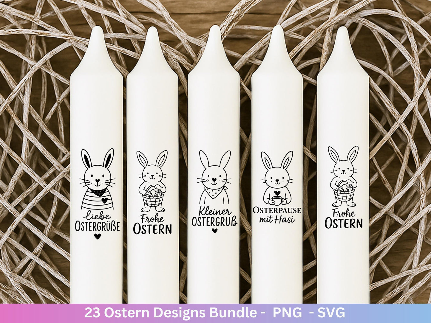Deutsche Oster SVG Bundle – Frohe Ostern Sprüche & süße Hasen | Ostergrüße Plotterdatei | Cricut Silhouette Datei | Laserdatei Ostern