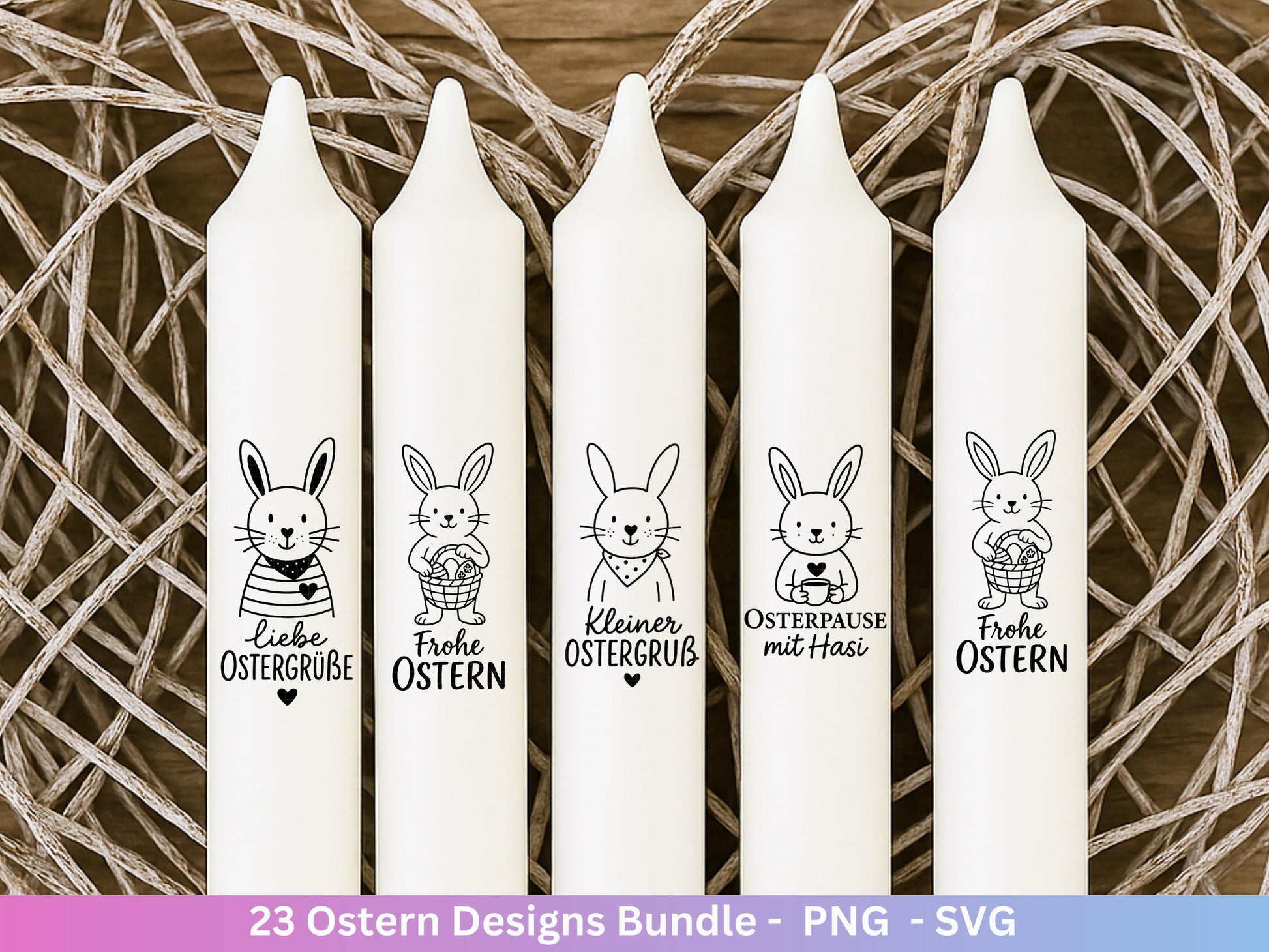 Deutsche Oster SVG Bundle – Frohe Ostern Sprüche & süße Hasen | Ostergrüße Plotterdatei | Cricut Silhouette Datei | Laserdatei Ostern