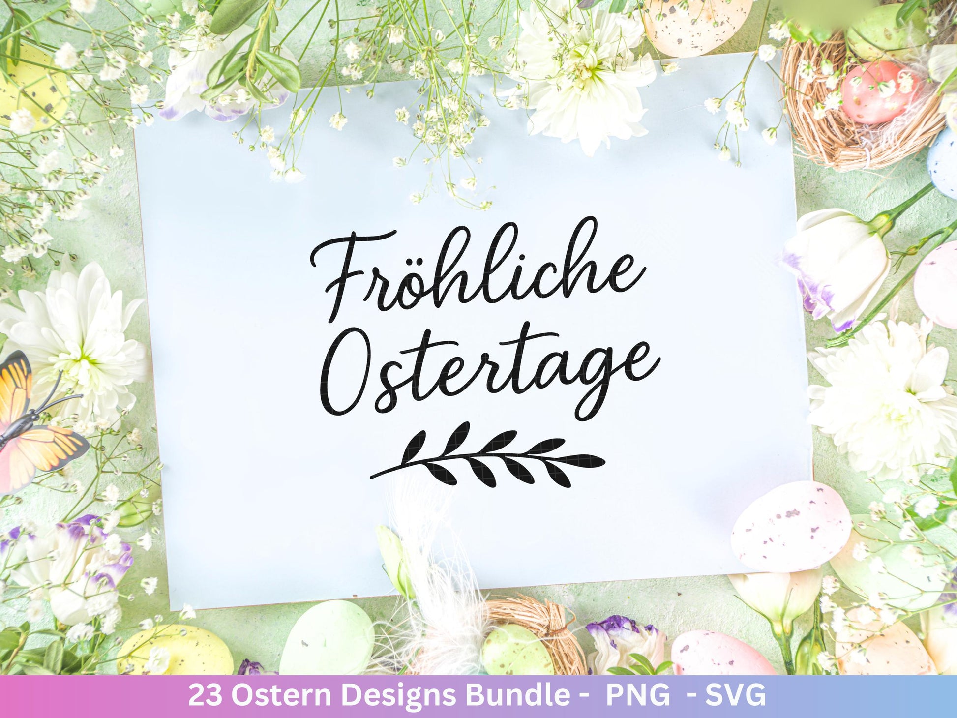 Deutsche Oster SVG Bundle – Frohe Ostern Sprüche & süße Hasen | Ostergrüße Plotterdatei | Cricut Silhouette Datei | Laserdatei Ostern
