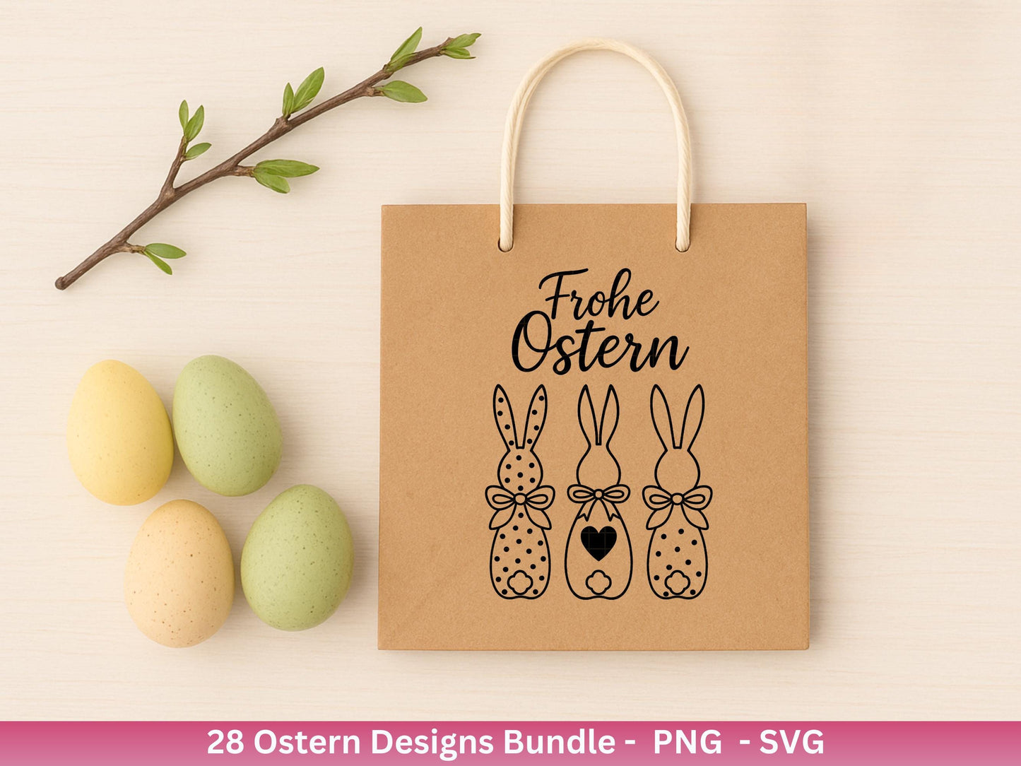 Ostern Plotterdatei Bundle – Süße Hasen Frohe Ostern Sprüche | Deutsche Oster SVG Designs | Ostergrüße Eiersuche Motive | Cricut Laserdatei