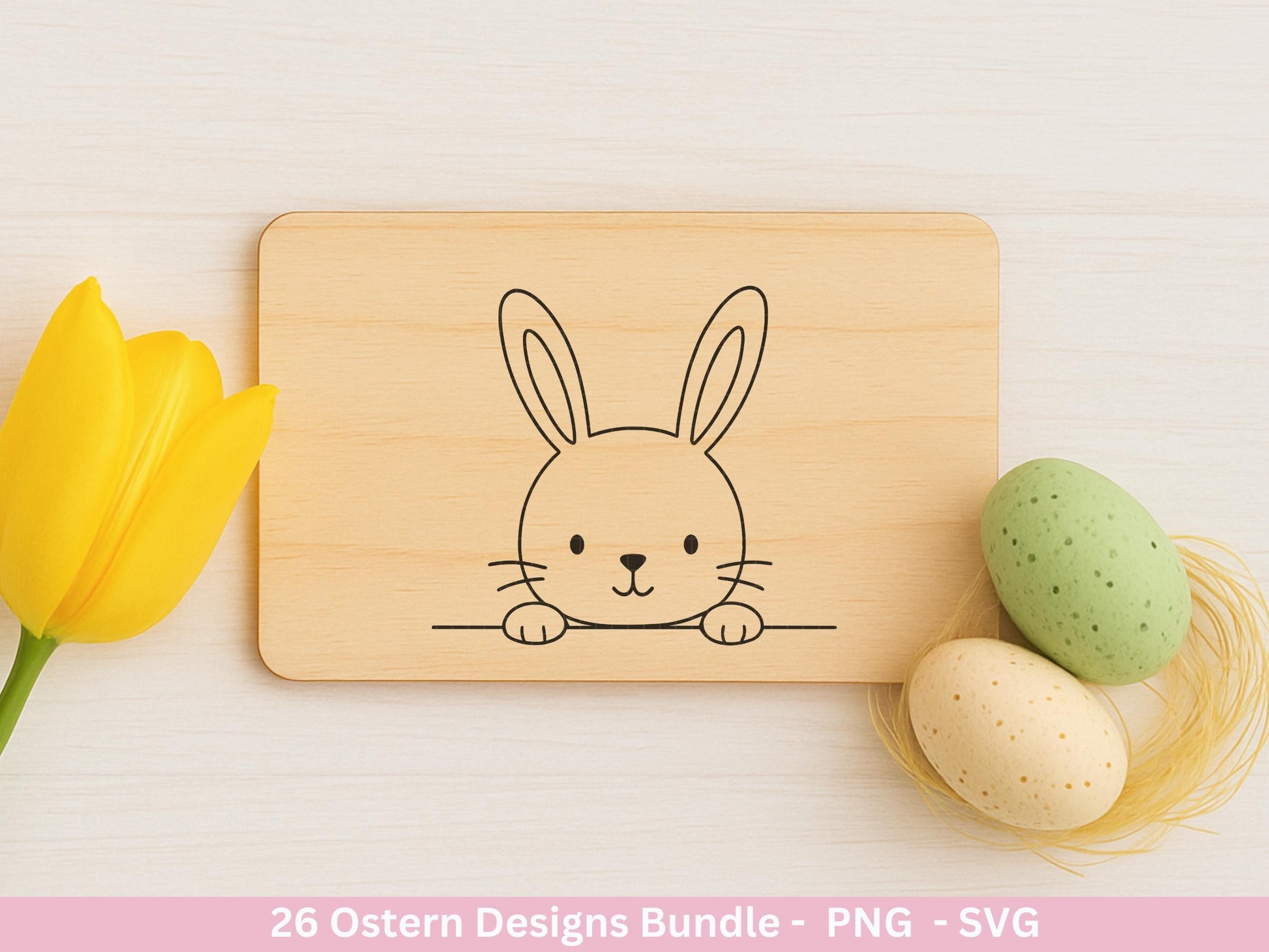 Ostern Plotterdatei Bundle – Süße Hasengesichter & Frohe Ostern Sprüche | Deutsche Oster SVG | Ostergrüße Motive | Cricut | Laserdatei Hase
