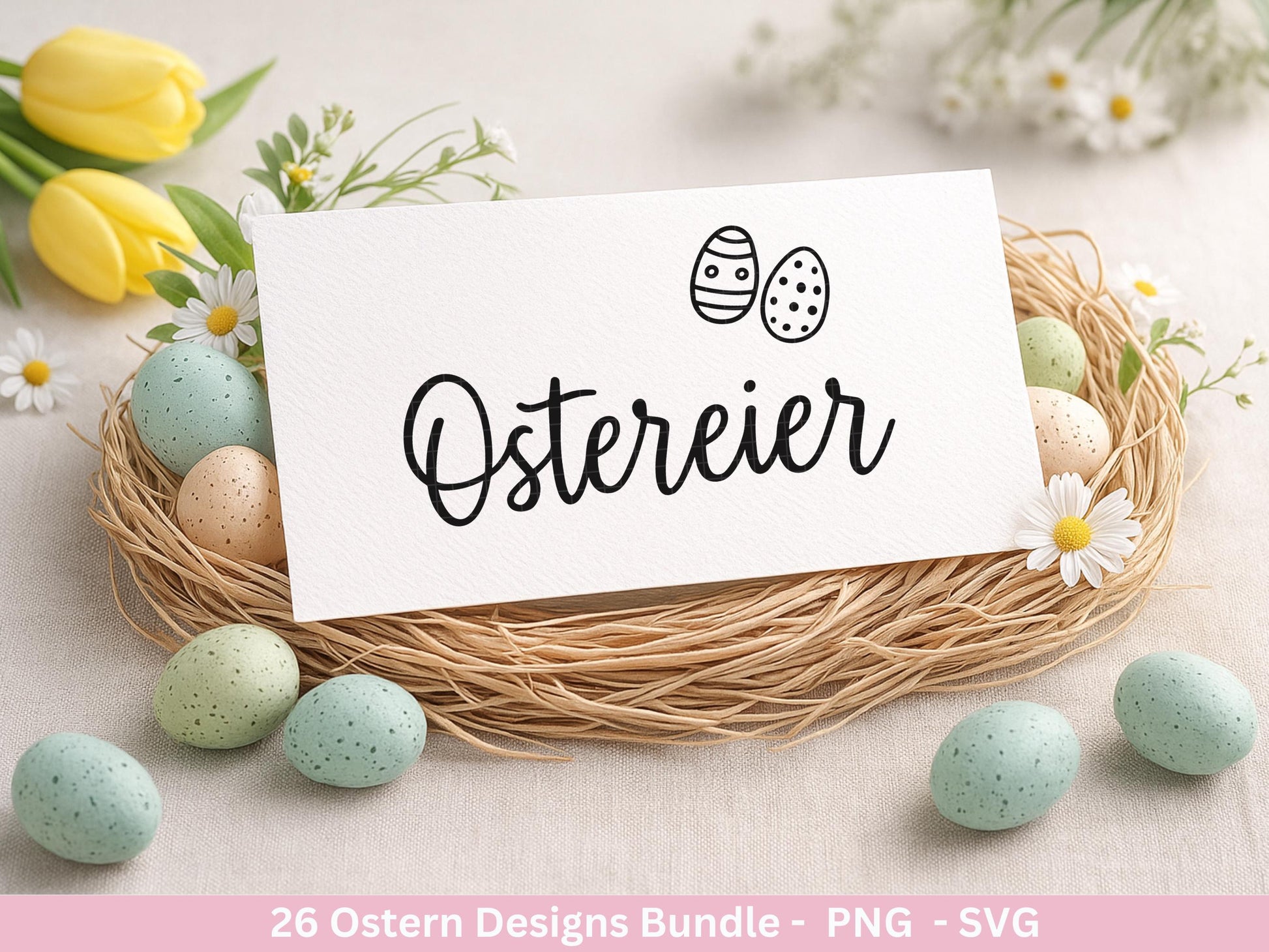 Ostern Plotterdatei Bundle – Süße Hasengesichter & Frohe Ostern Sprüche | Deutsche Oster SVG | Ostergrüße Motive | Cricut | Laserdatei Hase