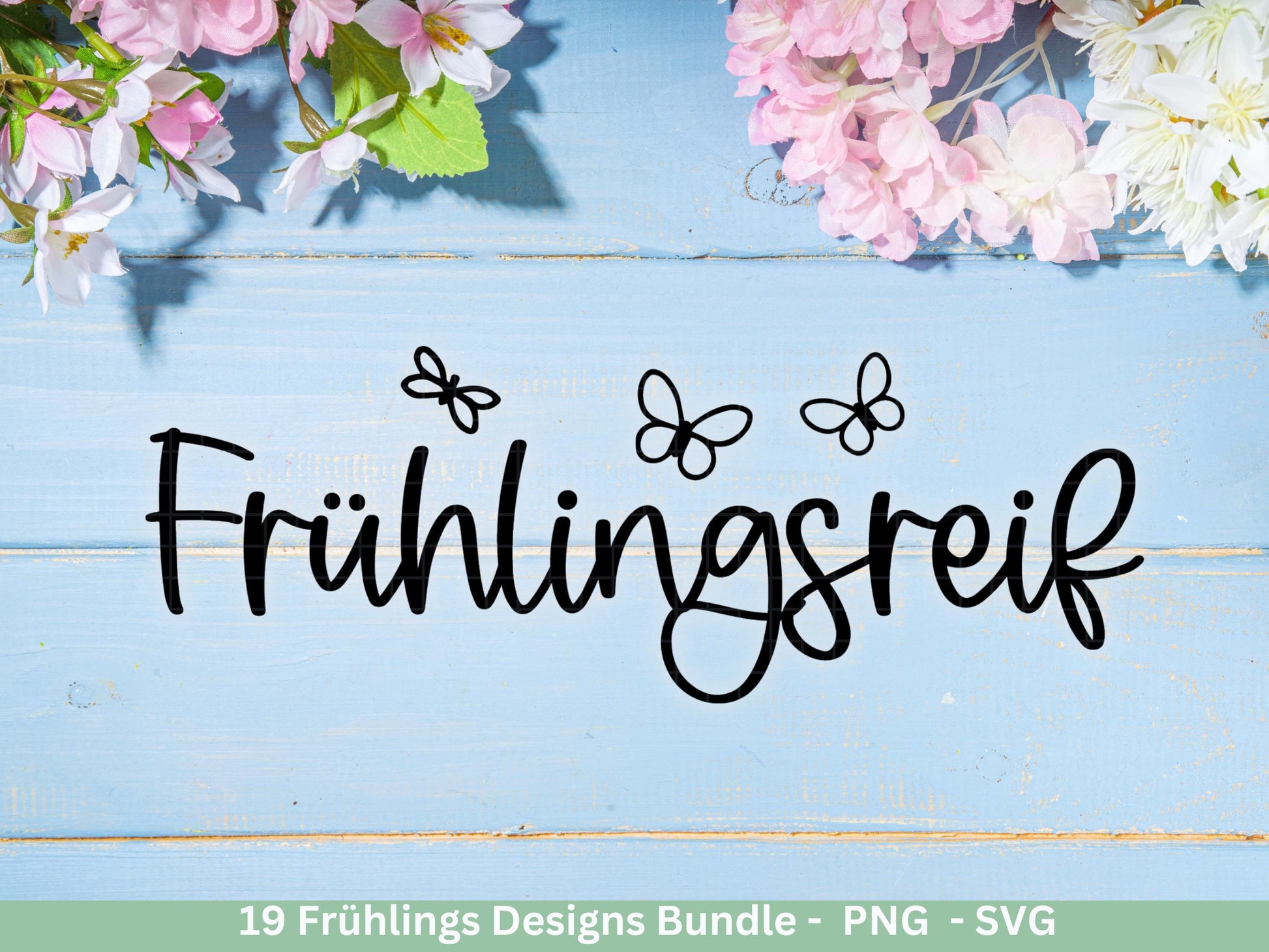 Frühling Plotterdatei Bundle – Hallo Frühling Sprüche Blumen Hase | Deutsche Frühling SVG Designs | Frühlingszauber Motive Cricut Laserdatei