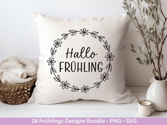 Frühling Plotterdatei Bundle – Willkommen Frühling Frühlingsgrüße | Frühling SVG Designs | Blumen Schmetterling Vogel | Cricut Laserdatei