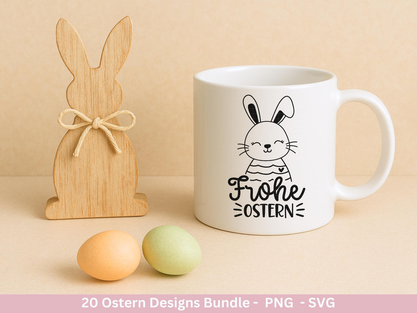 Ostern Plotterdatei Bundle – Süße Hasen & Frohe Ostern Sprüche | Deutsche Oster SVG Designs | Ostergrüße Motive Frühling | Cricut Laserdatei