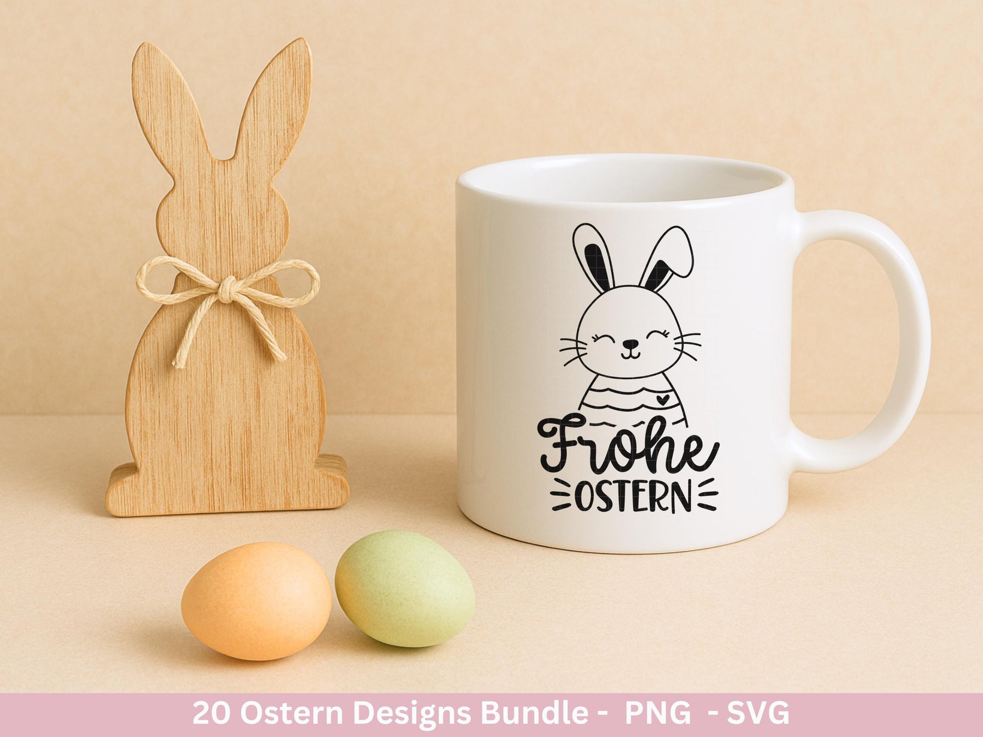 Ostern Plotterdatei Bundle – Süße Hasen & Frohe Ostern Sprüche | Deutsche Oster SVG Designs | Ostergrüße Motive Frühling | Cricut Laserdatei