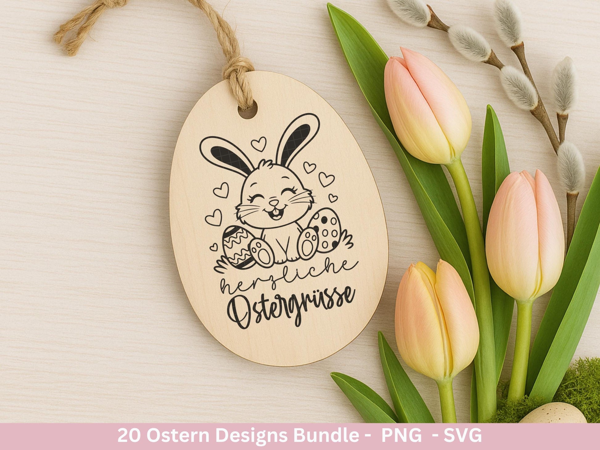 Ostern Plotterdatei Bundle – Süße Hasen & Frohe Ostern Sprüche | Deutsche Oster SVG Designs | Ostergrüße Motive Frühling | Cricut Laserdatei