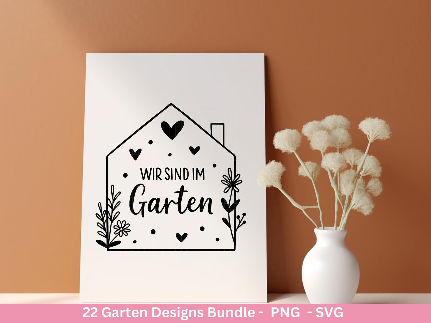 Garten Frühling Plotterdatei Bundle – Gartenliebe Sprüche & Motive | Deutsche Garten SVG Designs | Blumen Vogel Cricut Silhouette Laserdatei