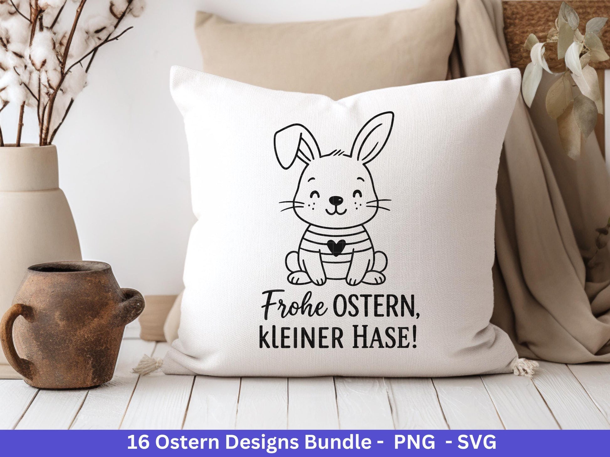 Ostern Plotterdatei Bundle – Niedliche Hasen & Lustige Oster Sprüche | Deutsche Oster SVG | Osterzeit Eiersuche Cricut Silhouette Laserdatei
