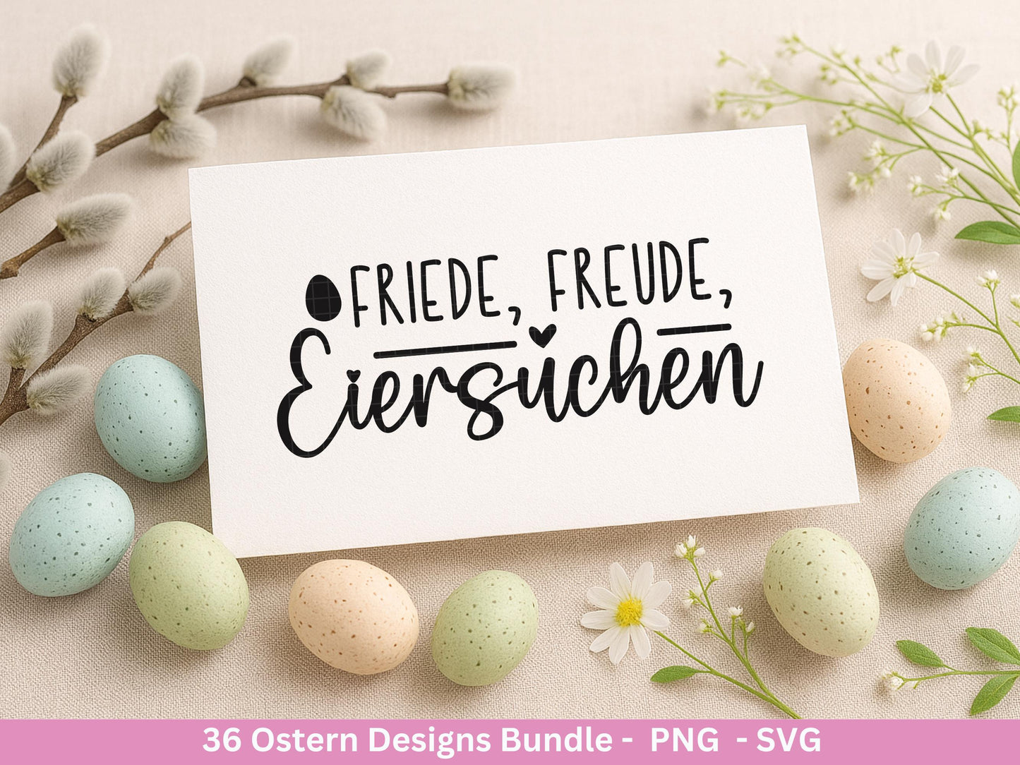 Ostern Plotterdatei Bundle – Frohe Ostern Sprüche & Hasen Designs | Deutsche Oster SVG | Eiersuche Ostergrüße | Cricut Silhouette Laserdatei