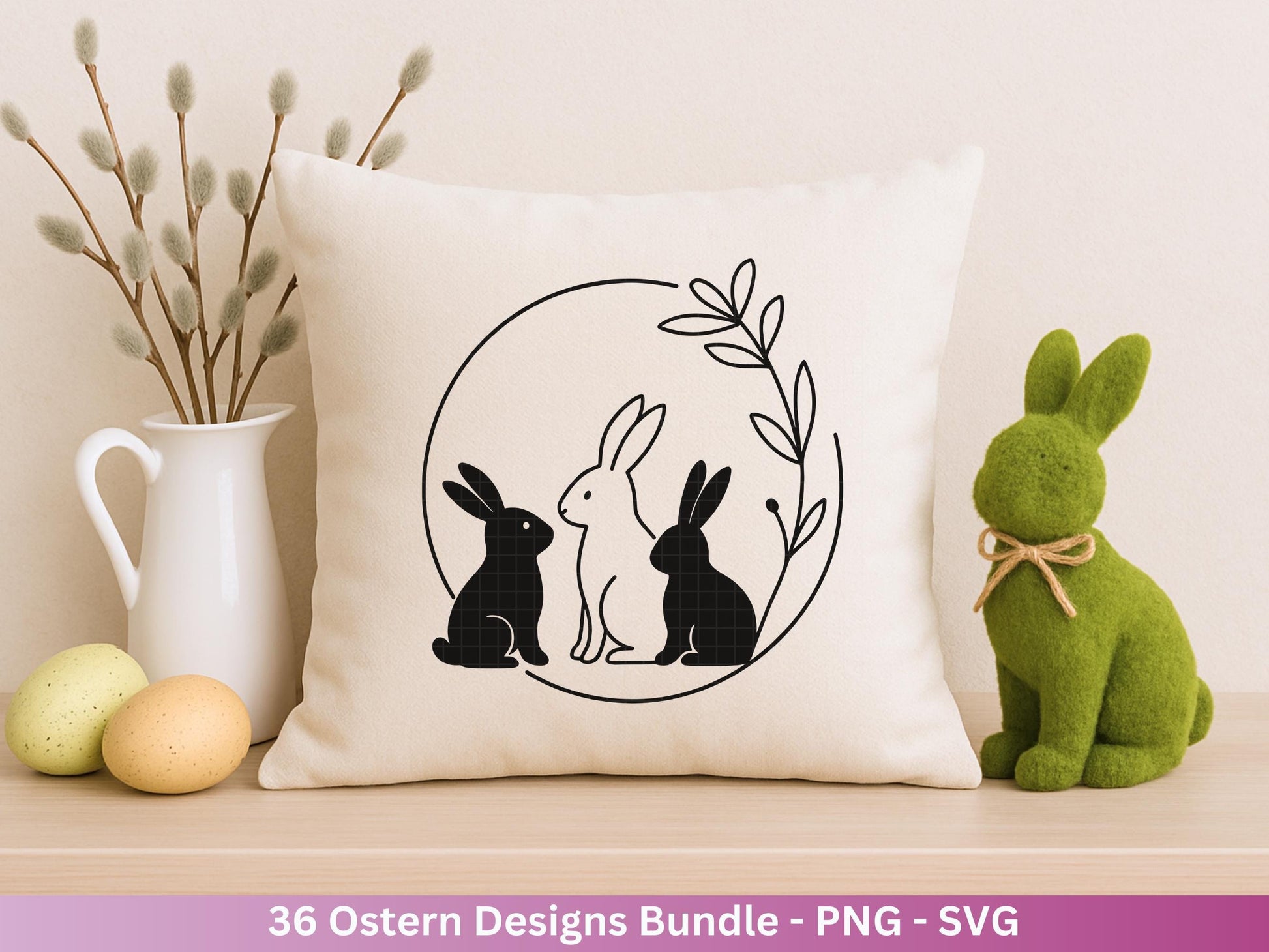 Ostern Plotterdatei Bundle – Frohe Ostern Hasen & Eier Design | Deutsche Oster SVG Motive | Ostergrüße Frühling Cricut Silhouette Laserdatei