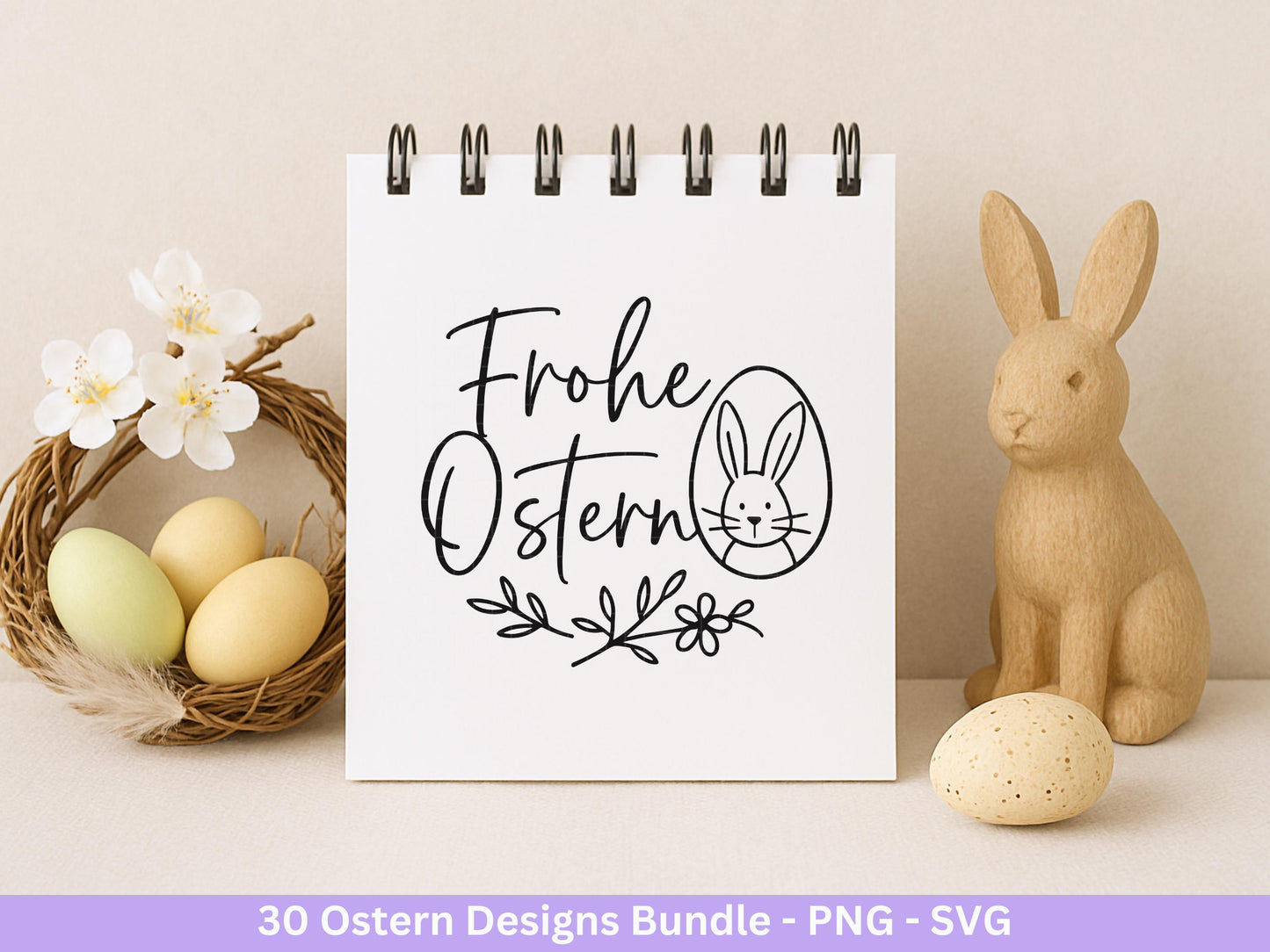 Ostern Plotterdatei Bundle – Frohe Ostern Sprüche & Hasen Designs | Deutsche Oster SVG Motive | Eiersuche Ostergrüße Cricut Laserdatei