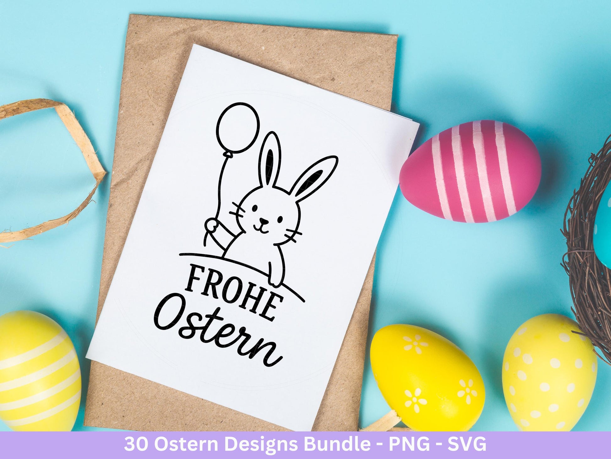 Ostern Plotterdatei Bundle – Frohe Ostern Sprüche & Hasen Designs | Deutsche Oster SVG Motive | Eiersuche Ostergrüße Cricut Laserdatei