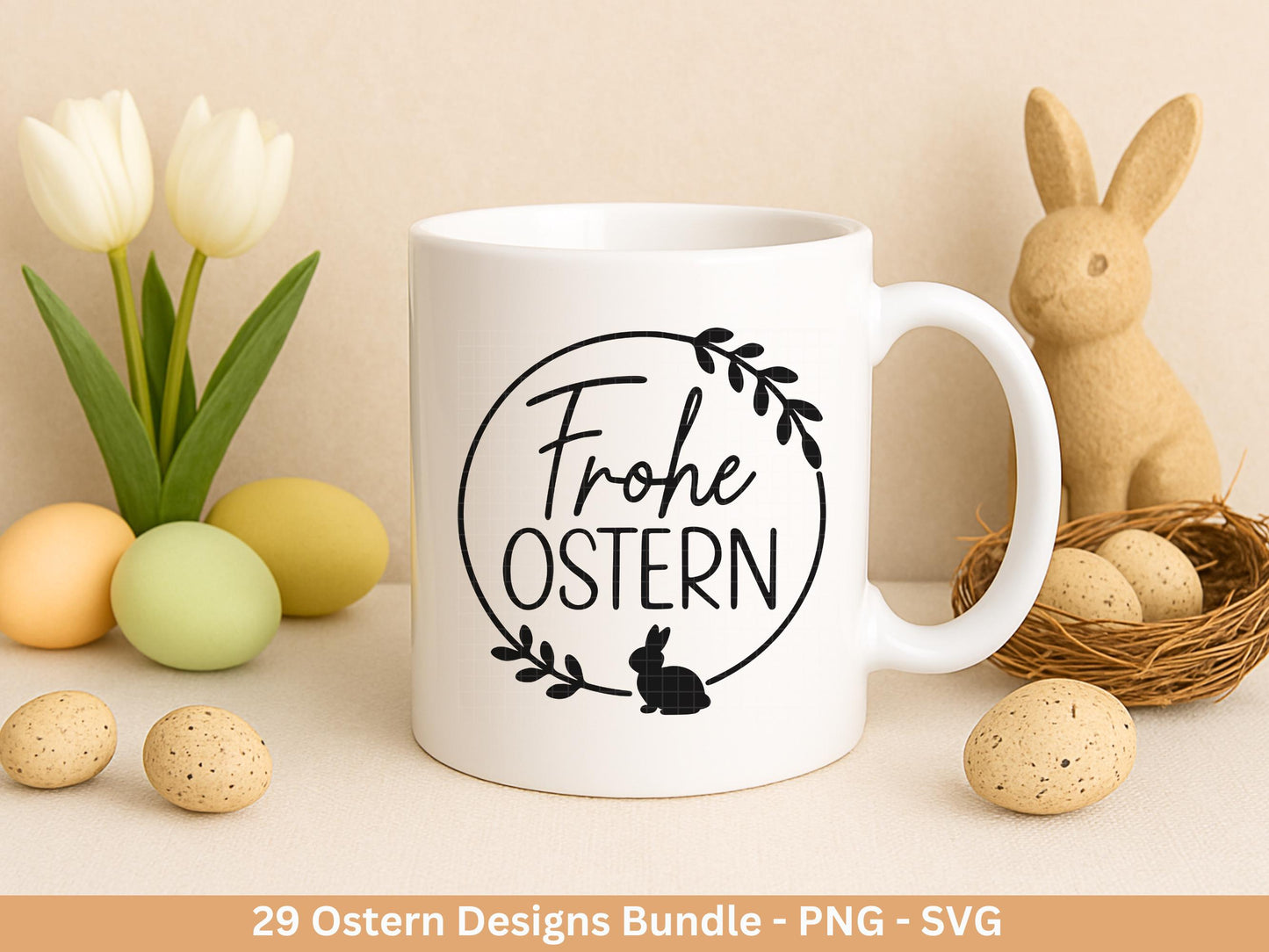 Ostern Plotterdatei Bundle – Frohe Ostern Sprüche Hasen | Deutsche Oster SVG Designs | Ostergrüße Frühling | Cricut Silhouette Laserdatei