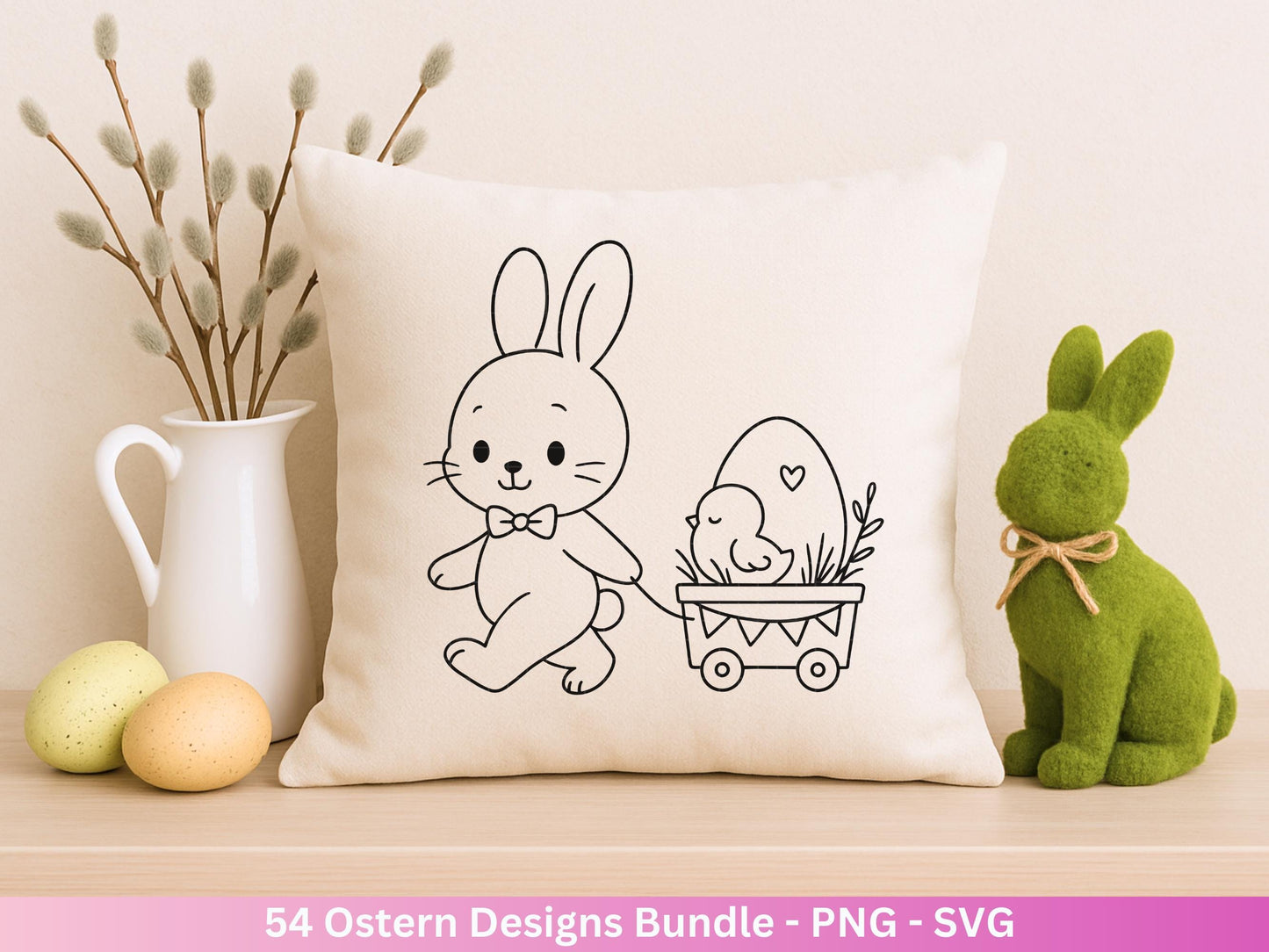 Ostern Plotterdatei Bundle – Niedliche Hasen & Oster Sprüche | Deutsche Oster SVG Motive | Eier Suche Frühling Cricut Laserdatei Mega Set