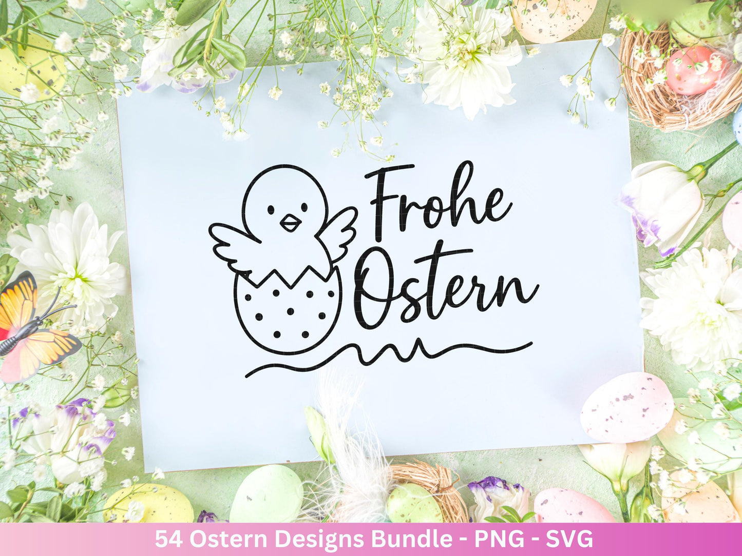 Ostern Plotterdatei Bundle – Niedliche Hasen & Oster Sprüche | Deutsche Oster SVG Motive | Eier Suche Frühling Cricut Laserdatei Mega Set