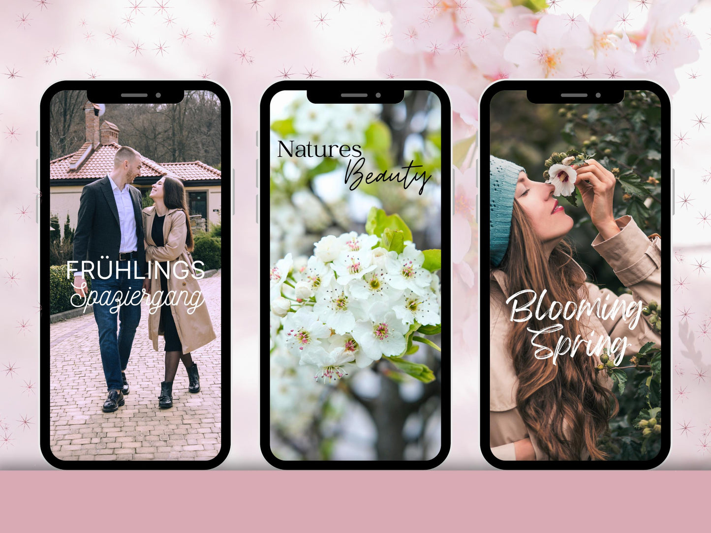 160 Instagram Story Sticker – Frühling Deutsch | Spring Vibes | Blüten Zauber | Saison Sprüche | Story Sticker Pastell | Kalligraphie Set