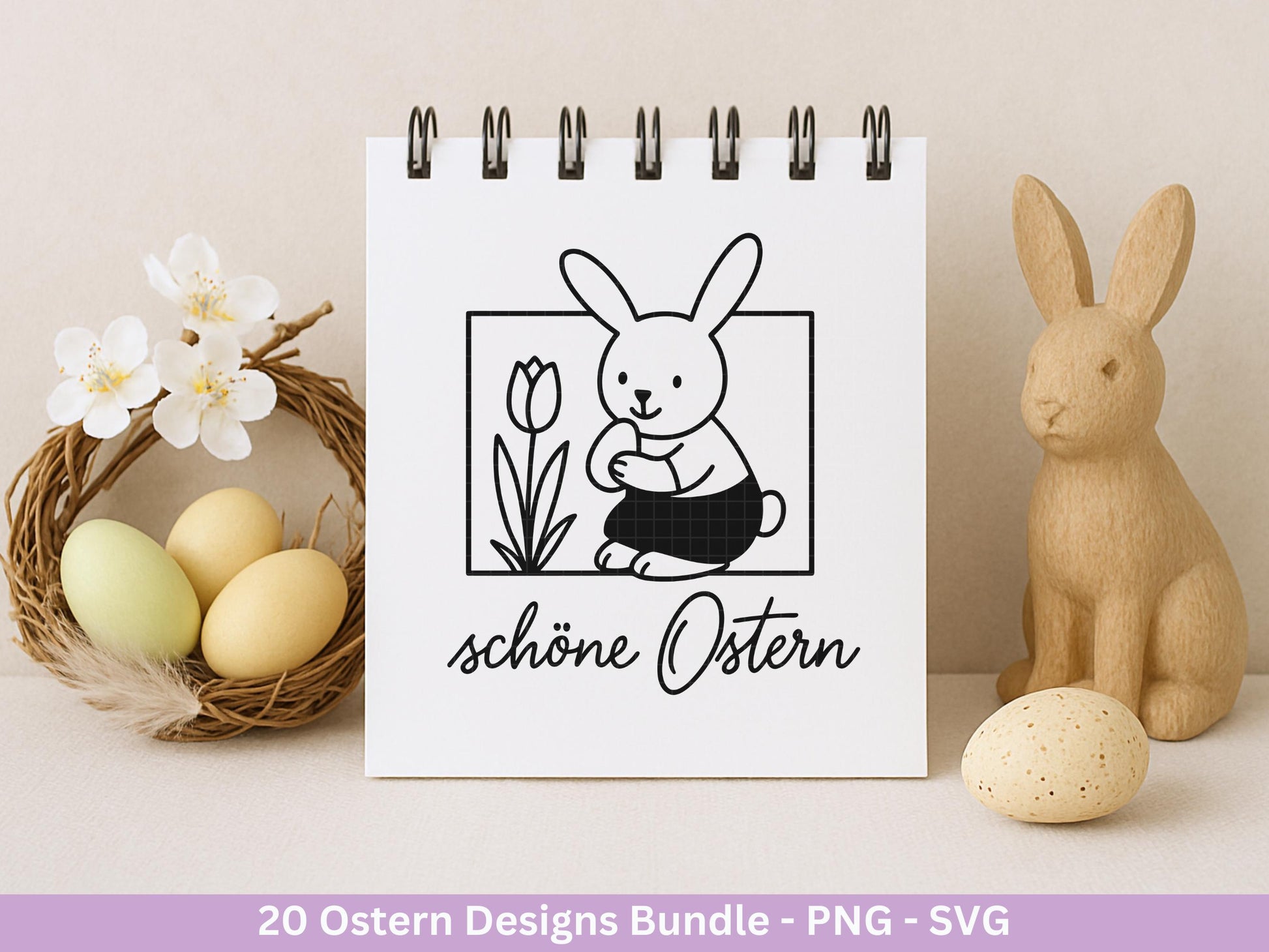 Ostern Plotterdatei Bundle – Süße Hasen Frohe Ostern Sprüche | Deutsche Oster SVG Designs | Ostergrüße Frühling Cricut Laserdatei Geschenk