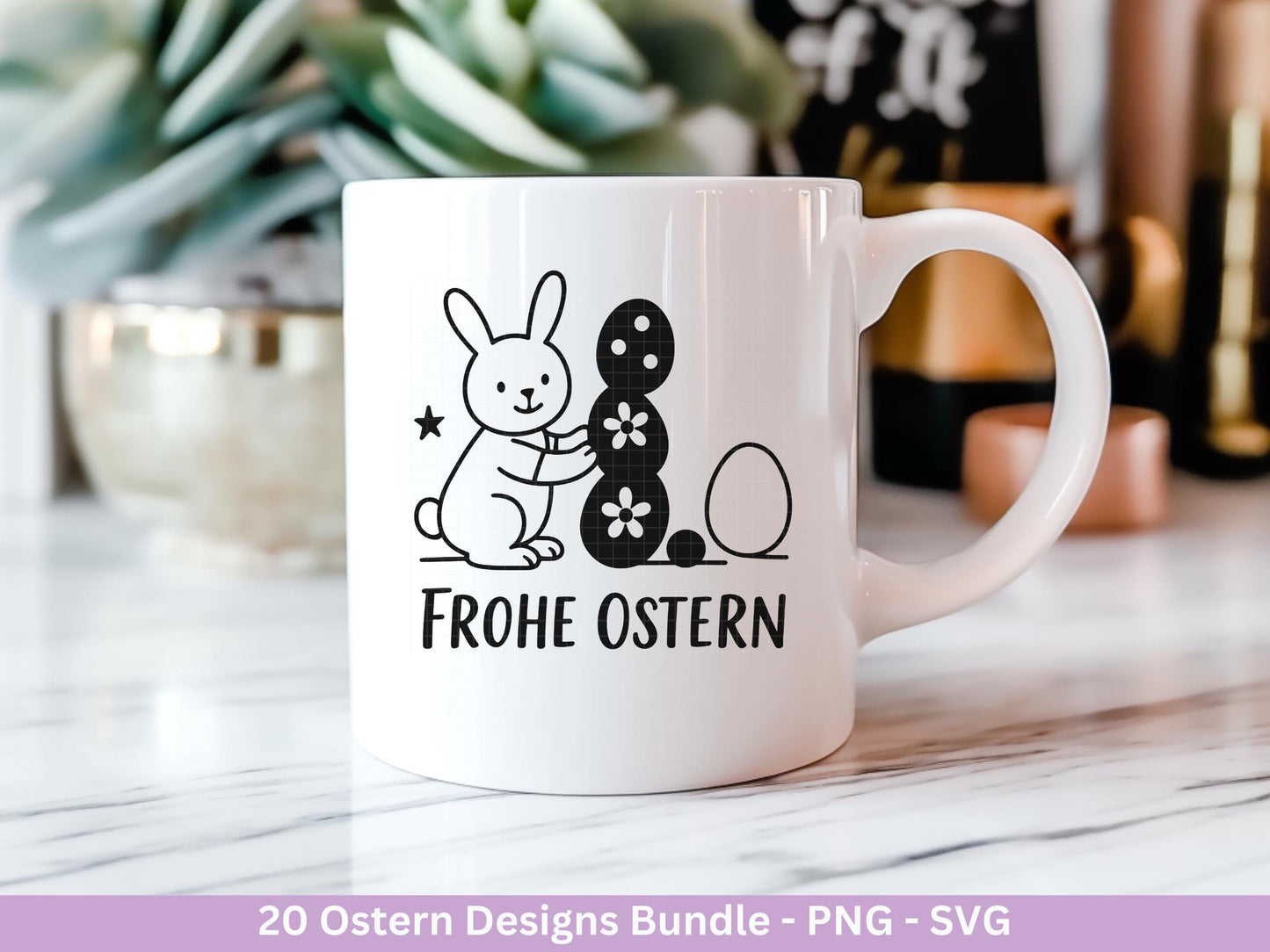 Ostern Plotterdatei Bundle – Süße Hasen Frohe Ostern Sprüche | Deutsche Oster SVG Designs | Ostergrüße Frühling Cricut Laserdatei Geschenk