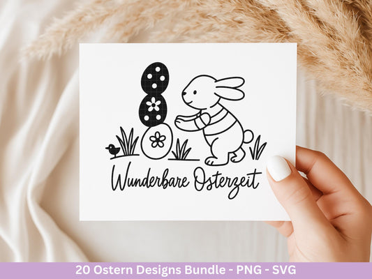 Ostern Plotterdatei Bundle – Süße Hasen Frohe Ostern Sprüche | Deutsche Oster SVG Designs | Ostergrüße Frühling Cricut Laserdatei Geschenk