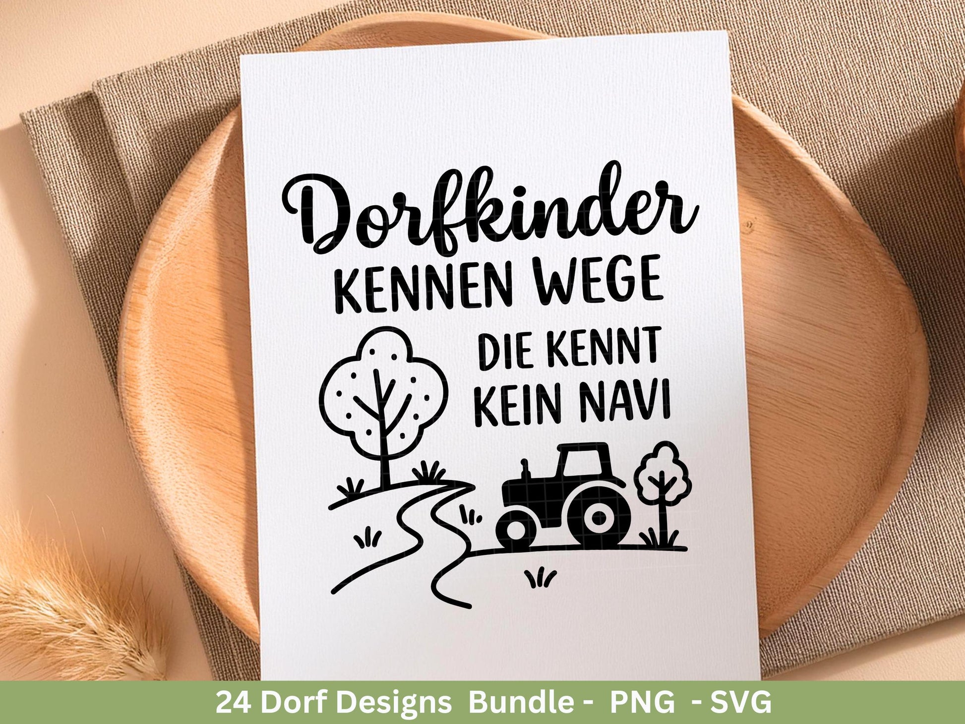 Dorfleben Plotterdatei Bundle – Dorfkind Sprüche & Bauernhof Motive | Landliebe SVG Designs | Traktor Tierliebe Cricut Silhouette Laserdatei