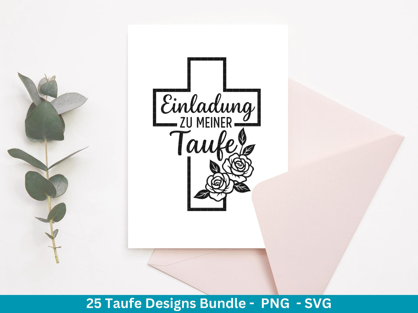 Taufe Plotterdatei Bundle – Einladung Taufe & Segenswünsche | Christliche SVG Designs | Taufkind Symbole Kreuz Kommunion Cricut Laserdatei