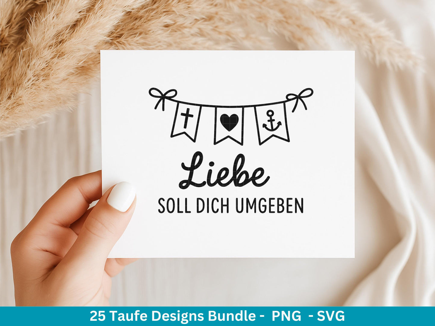 Taufe Plotterdatei Bundle – Einladung Taufe & Segenswünsche | Christliche SVG Designs | Taufkind Symbole Kreuz Kommunion Cricut Laserdatei