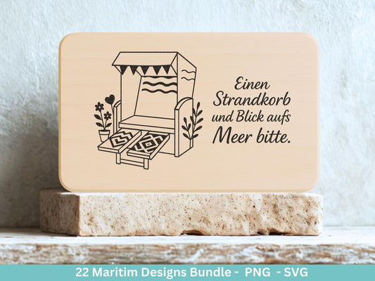Maritim Plotterdatei Bundle – Strandkorb Sprüche & Meerliebe Designs | Nordsee Ostsee SVG | Moin Küstenkind Anker Cricut Laserdatei Meerzeit