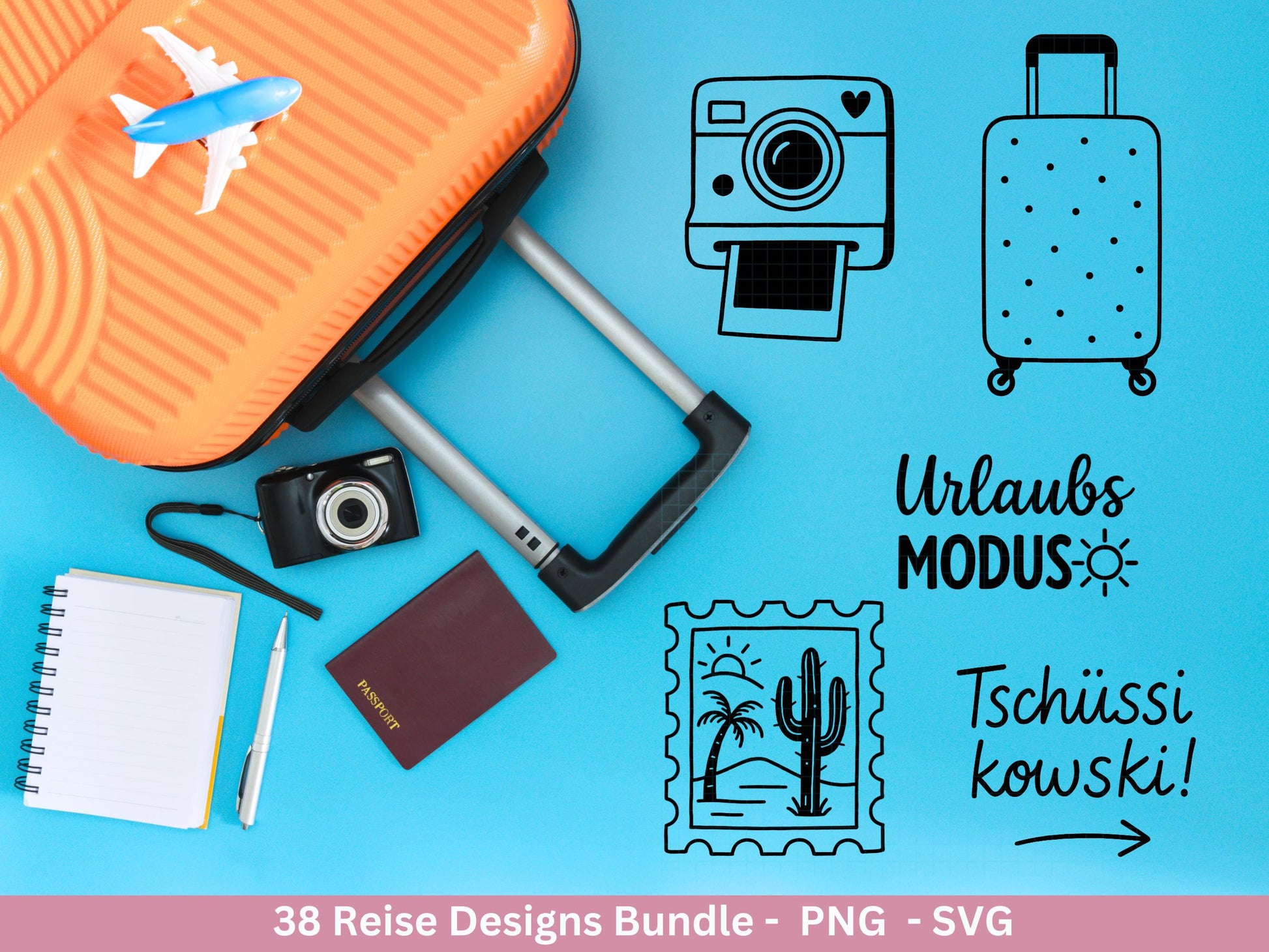 Reise Plotterdatei Bundle – Urlaub Sprüche & Abenteuer Motive | Travel SVG Designs | Sommer Meerweh Koffer Cricut Silhouette Laserdatei
