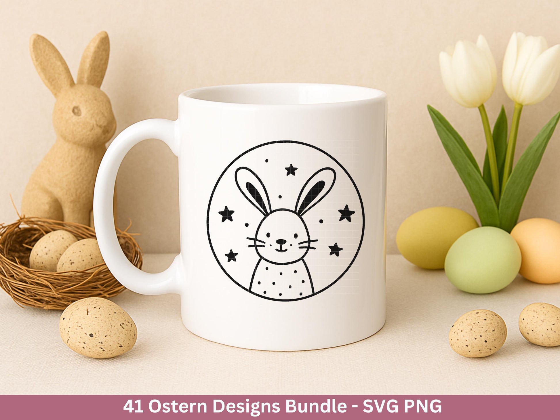 Ostern Plotterdatei Bundle – Süße Hasen & Oster Eier Designs | Deutsche Oster SVG Motive | Frühling Doodle | Cricut Silhouette Laserdatei