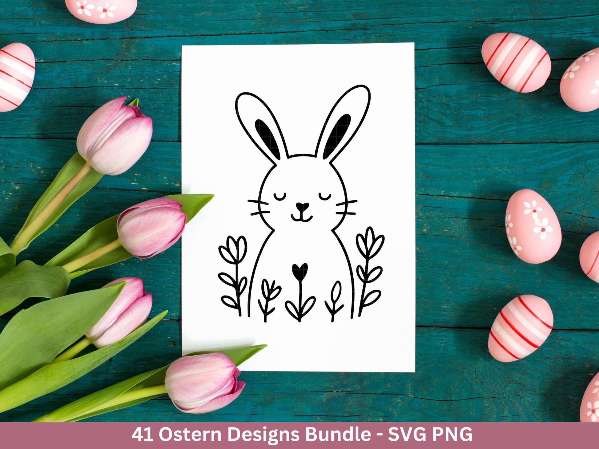 Ostern Plotterdatei Bundle – Süße Hasen & Oster Eier Designs | Deutsche Oster SVG Motive | Frühling Doodle | Cricut Silhouette Laserdatei