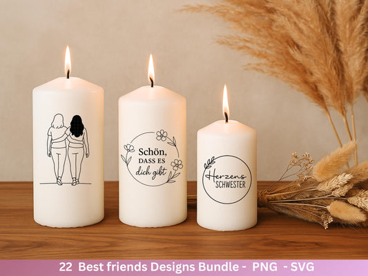 Freundschaft Plotterdatei Bundle – Herzverbunden Sprüche & Line Art Motive | Beste Freundin | Seelenschwester SVG | Geschenkidee Laserdatei