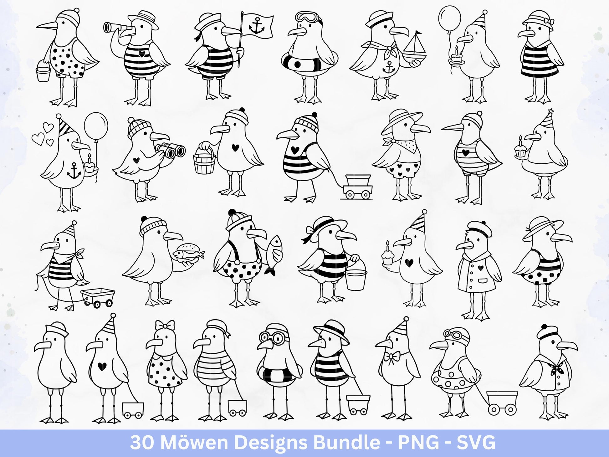 Möwen Plotterdatei Bundle – Maritime Küstenkind Möwe Designs | Nordsee Ostsee SVG | Moin Strandliebe Anker Sommer Cricut Laserdatei