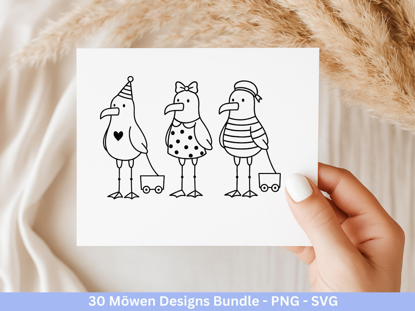 Möwen Plotterdatei Bundle – Maritime Küstenkind Möwe Designs | Nordsee Ostsee SVG | Moin Strandliebe Anker Sommer Cricut Laserdatei
