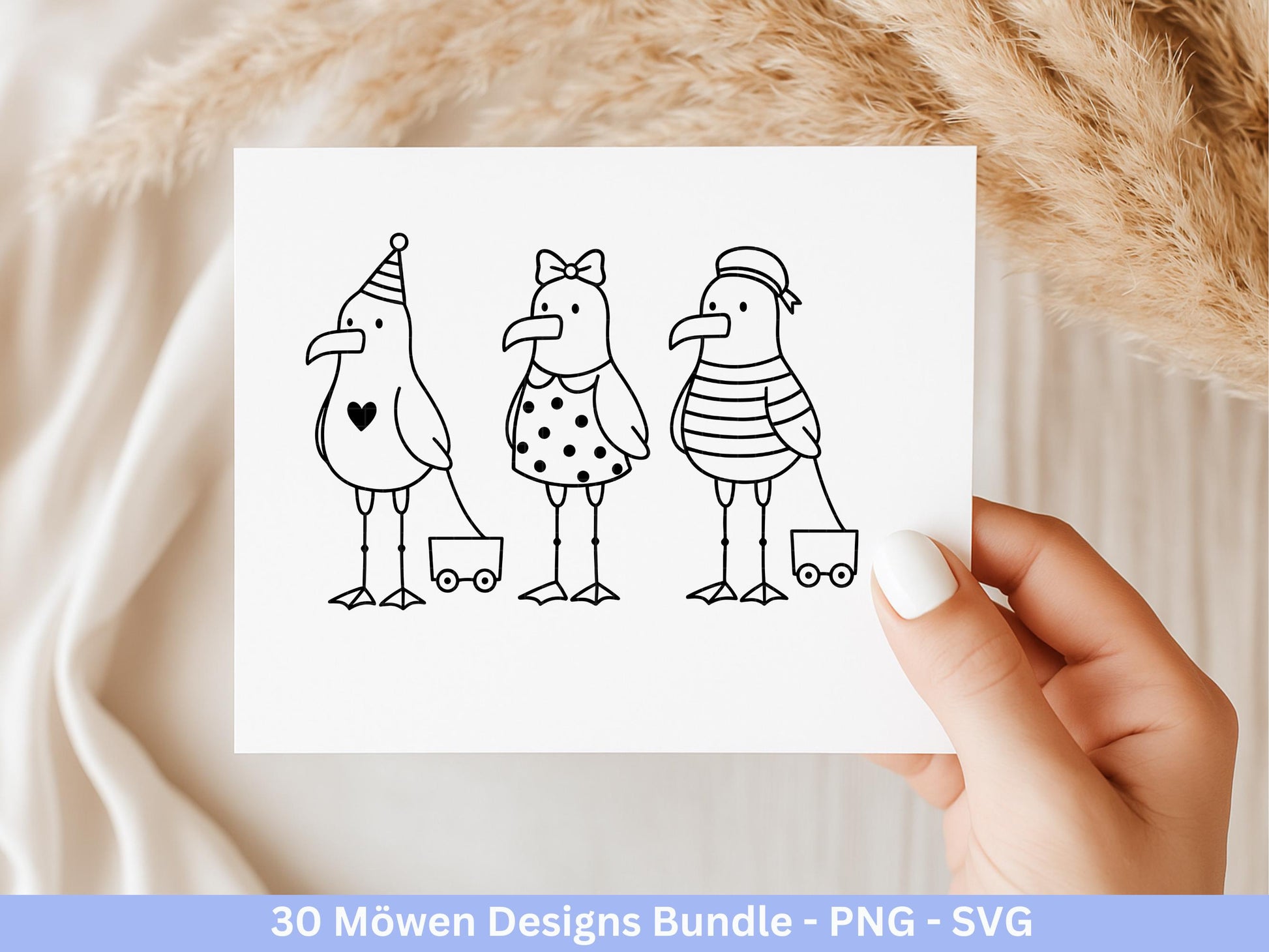 Möwen Plotterdatei Bundle – Maritime Küstenkind Möwe Designs | Nordsee Ostsee SVG | Moin Strandliebe Anker Sommer Cricut Laserdatei
